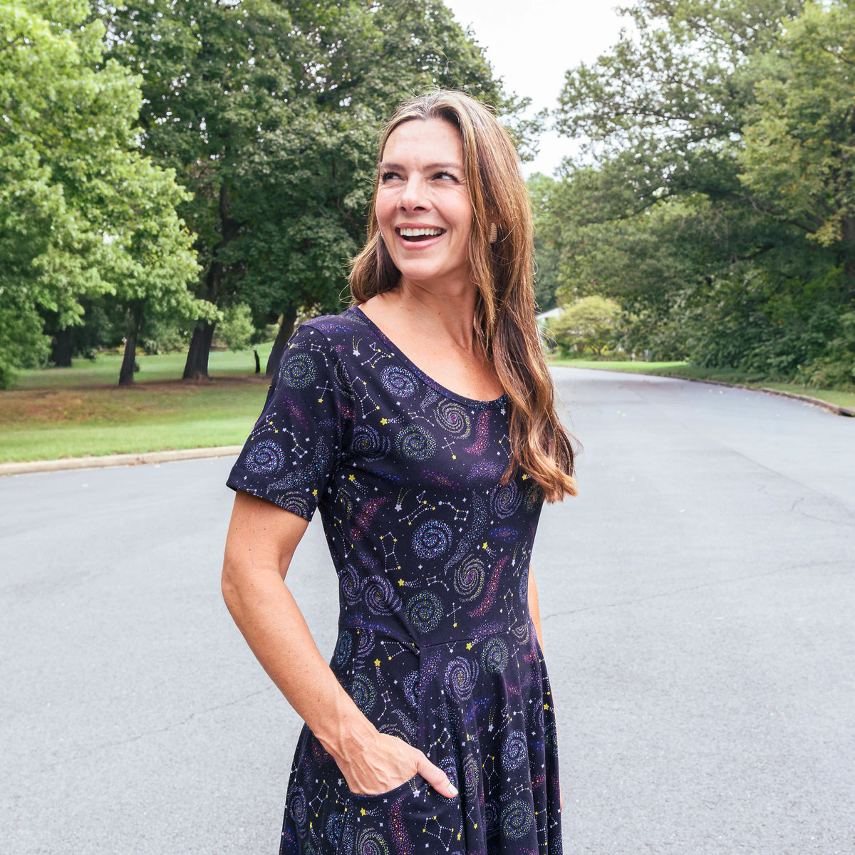 Starry Swirls Twirl Dress with Pockets