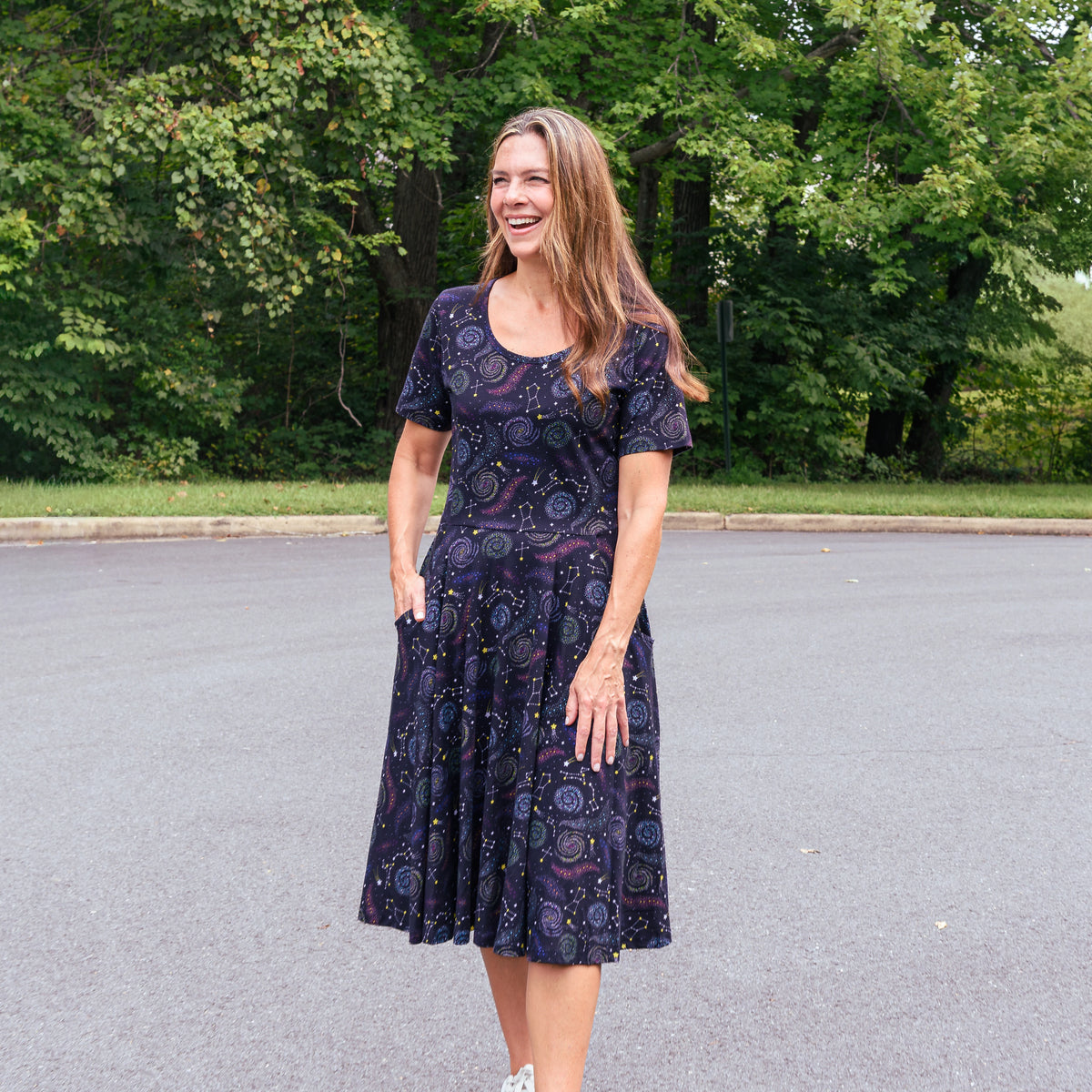 Starry Swirls Twirl Dress with Pockets