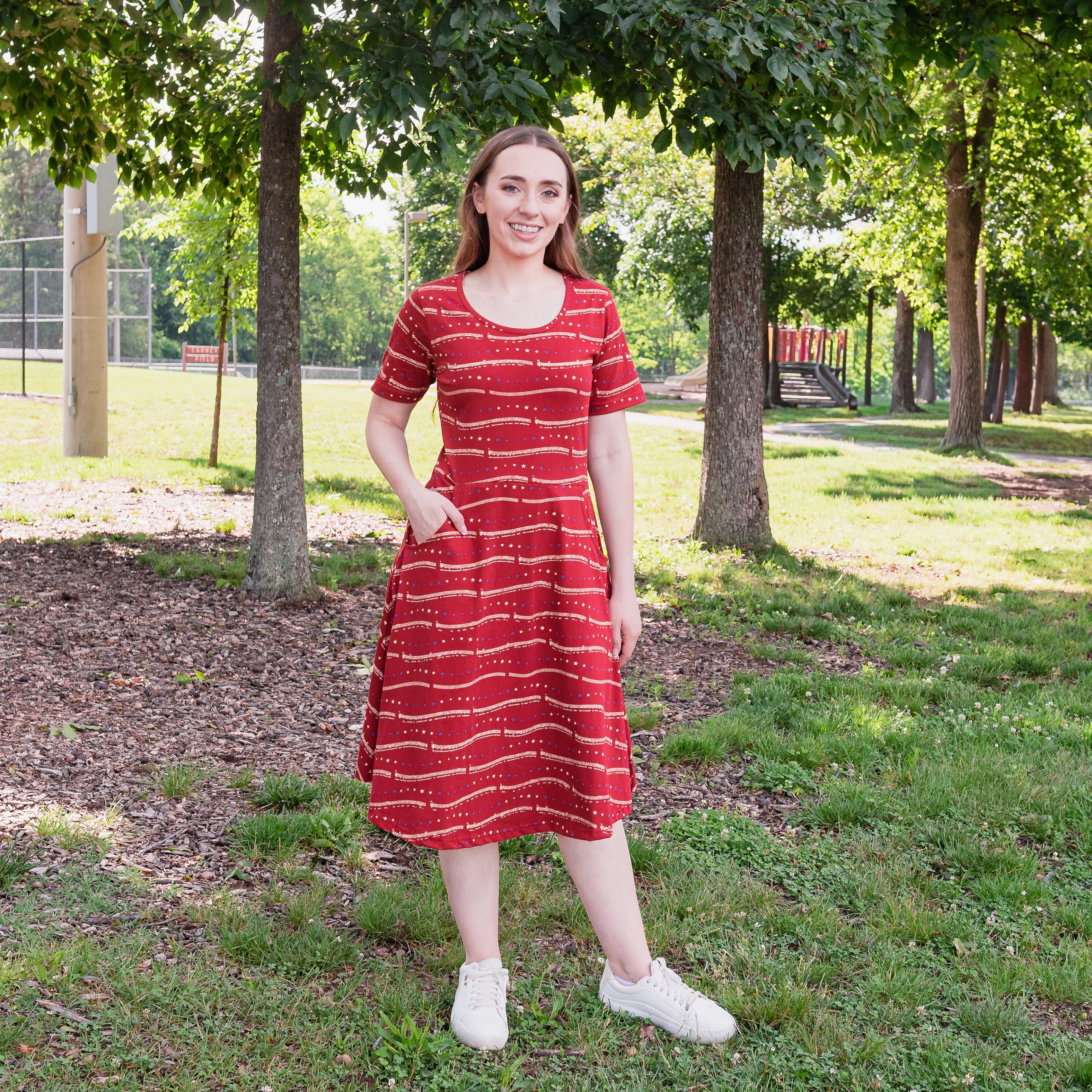 Star Spangled Banner Fit & Flare Dress with Pockets (ERROR)