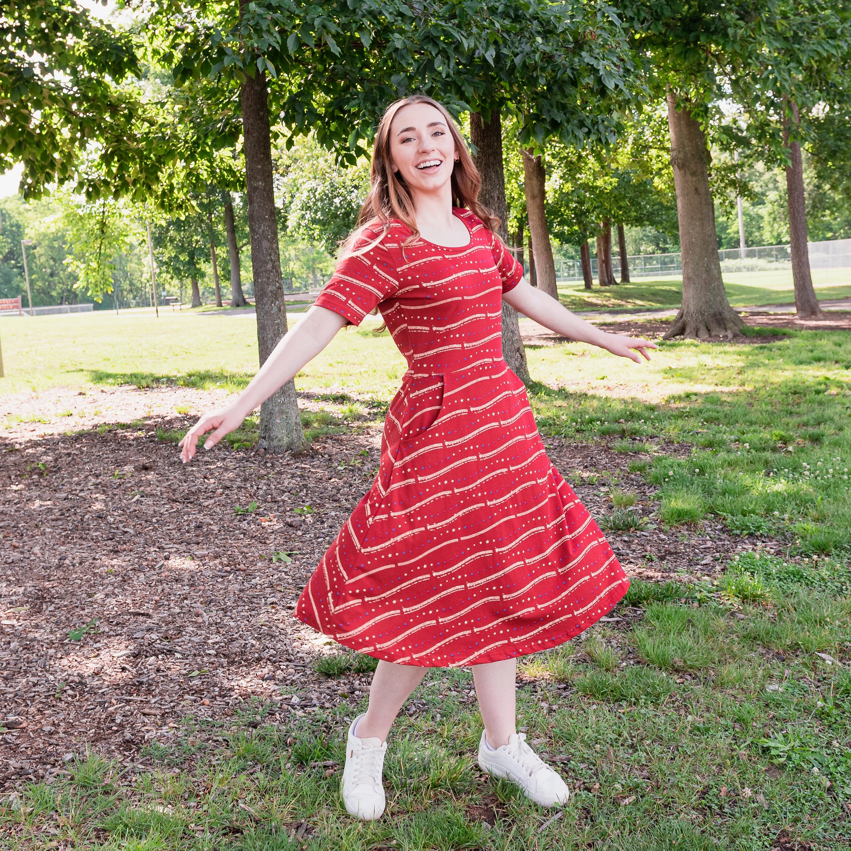 Star Spangled Banner Fit & Flare Dress with Pockets (ERROR)