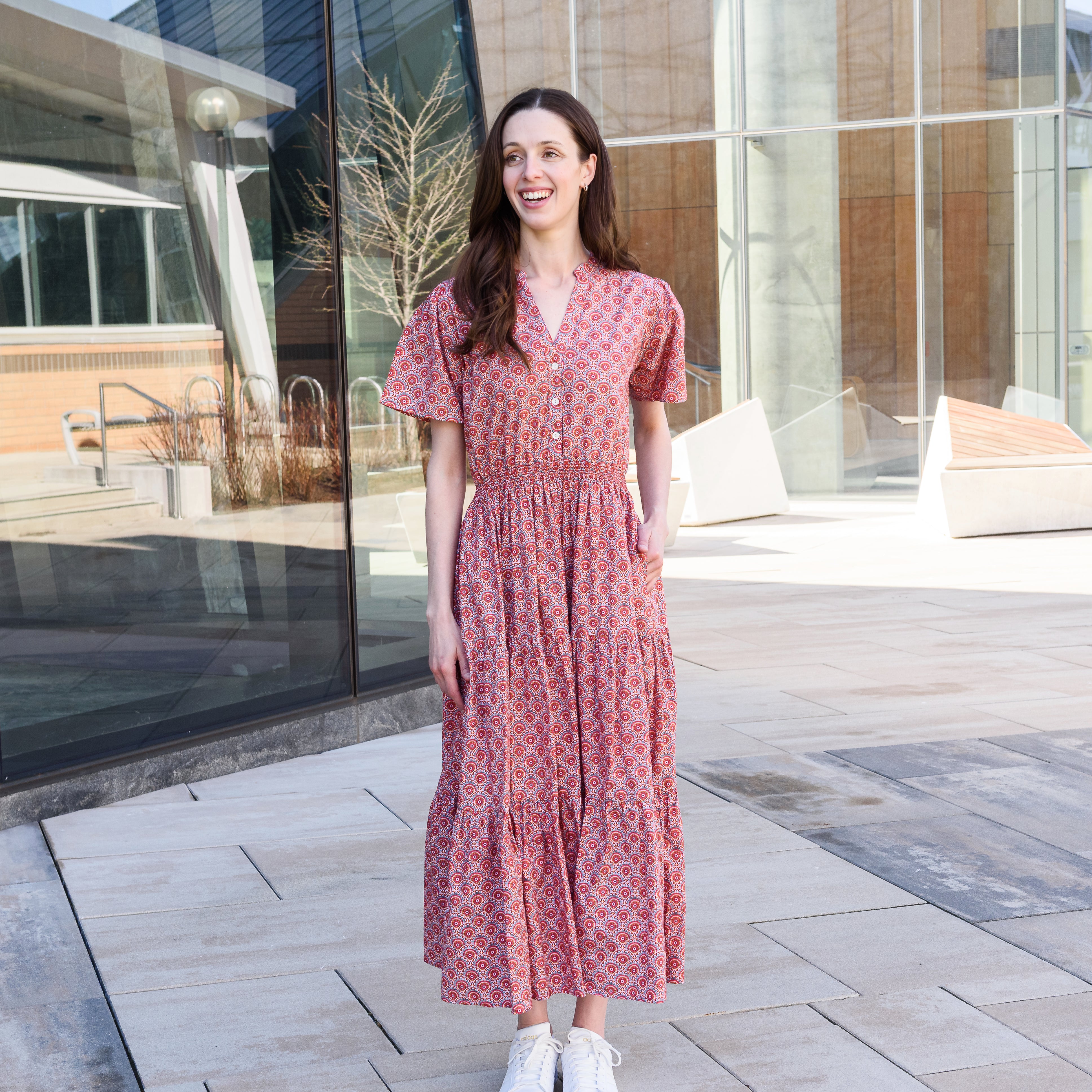 Ancient Gears Long Midi Woven Dress with Pockets