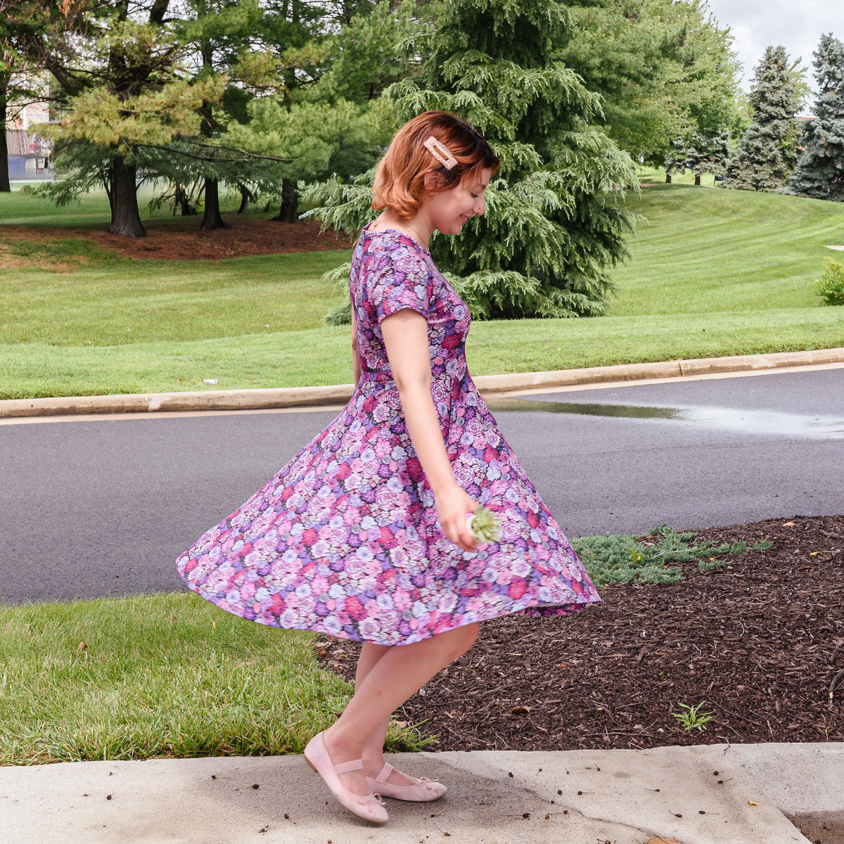 Succulents Petite Twirl Dress with Pockets