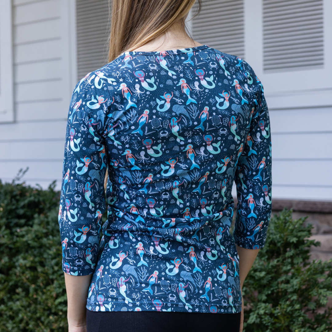 Mermaids Split Neck Tunic Top
