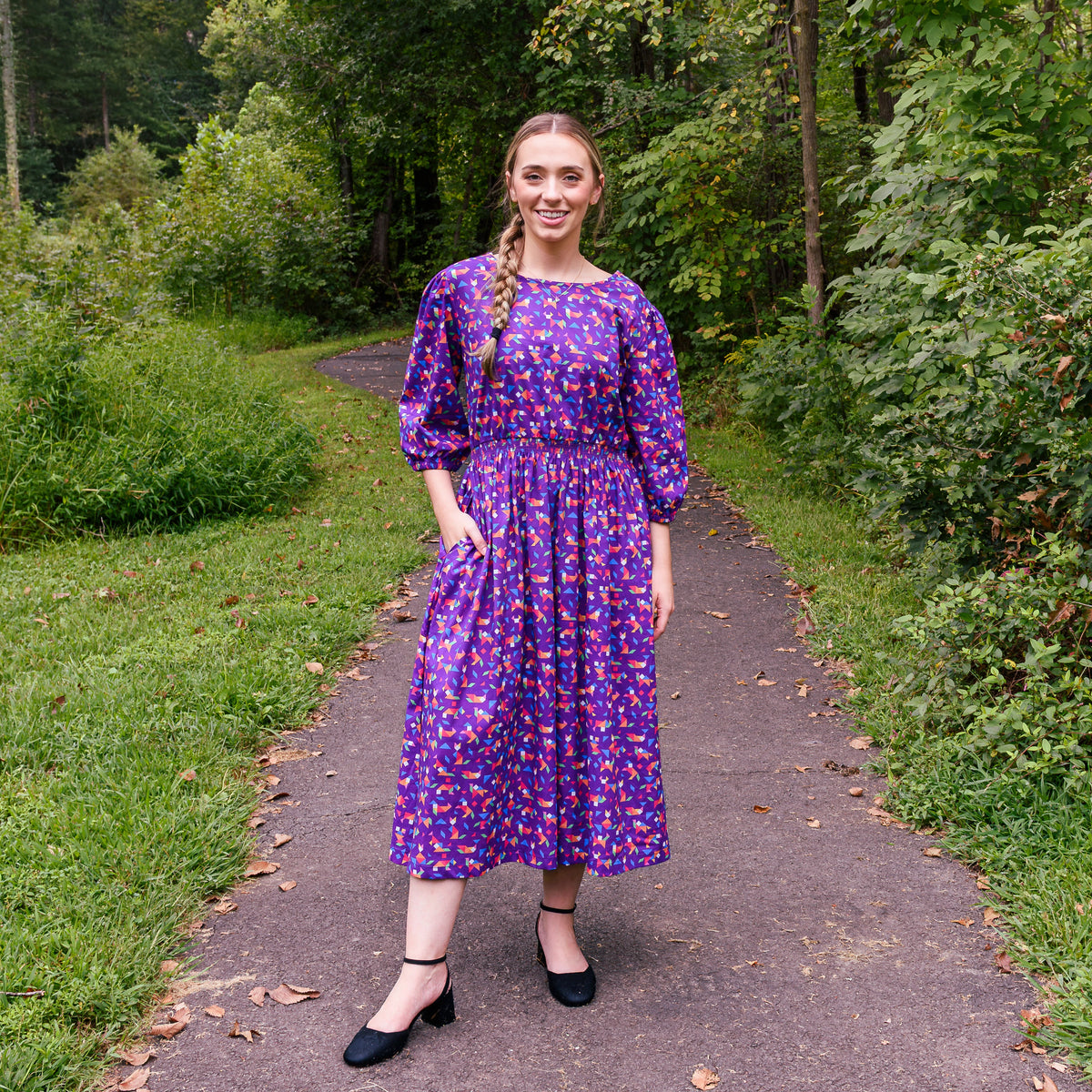 Tangram Zoo Woven Midi Dress with Pockets (ERROR)