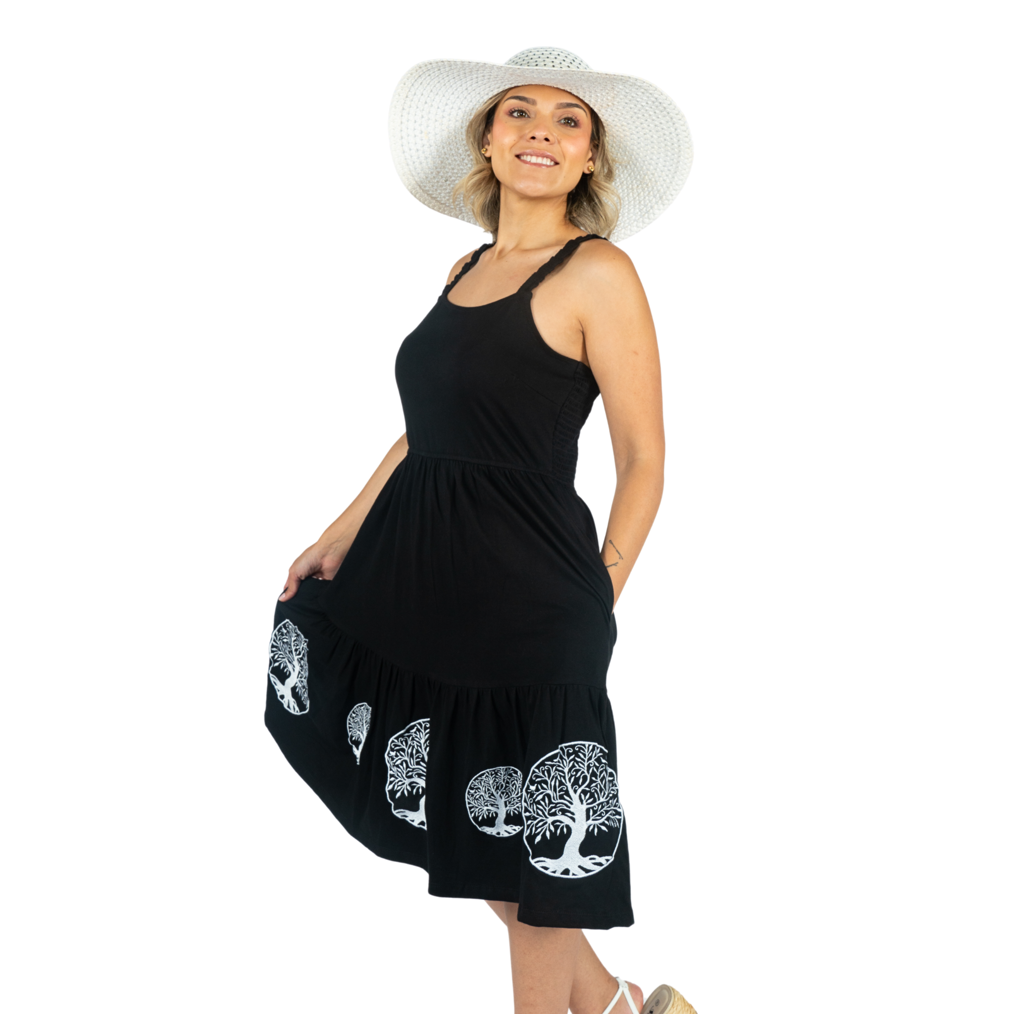 Tree of Life Sleeveless Frill Dress