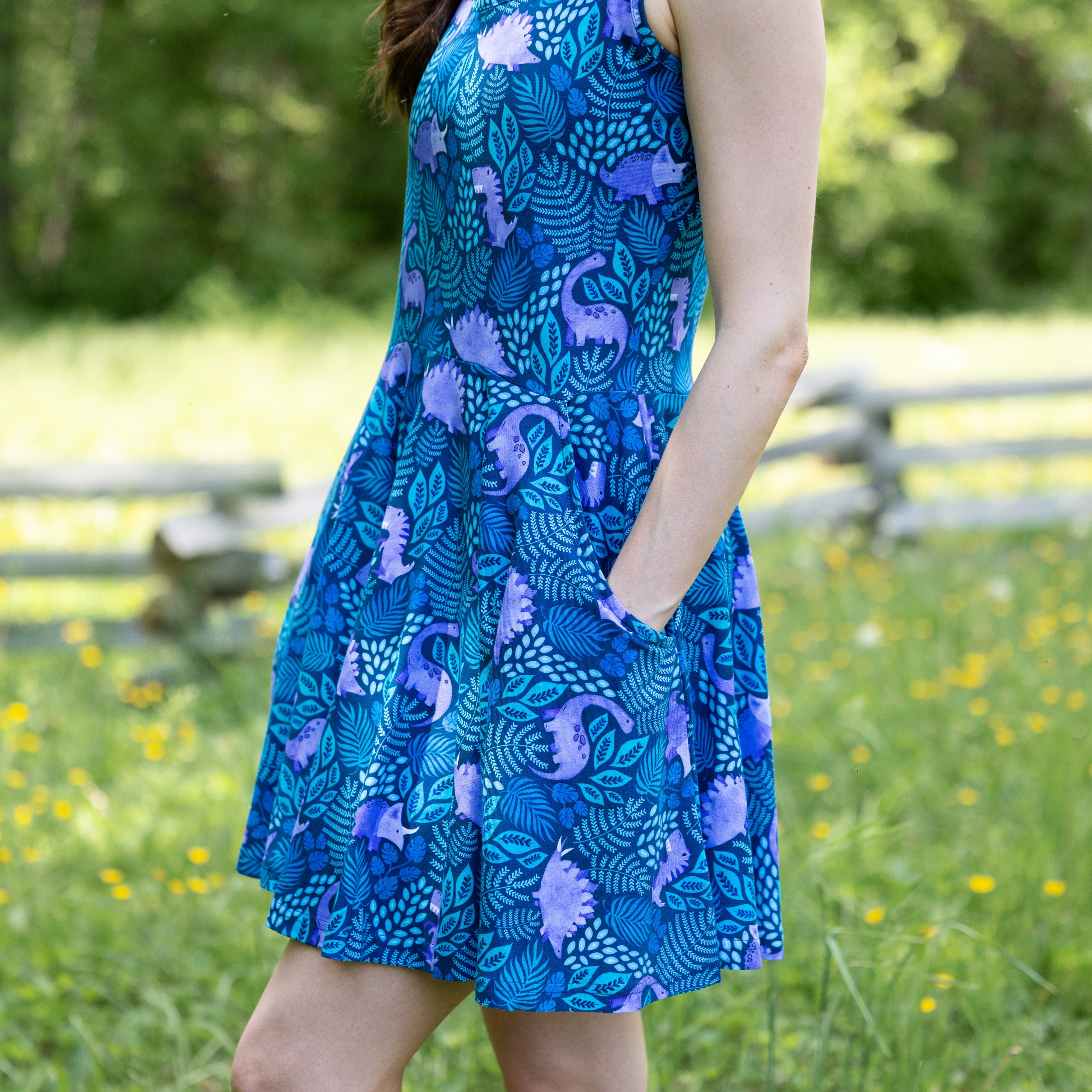 Tropical Dinosaur Skater Dress