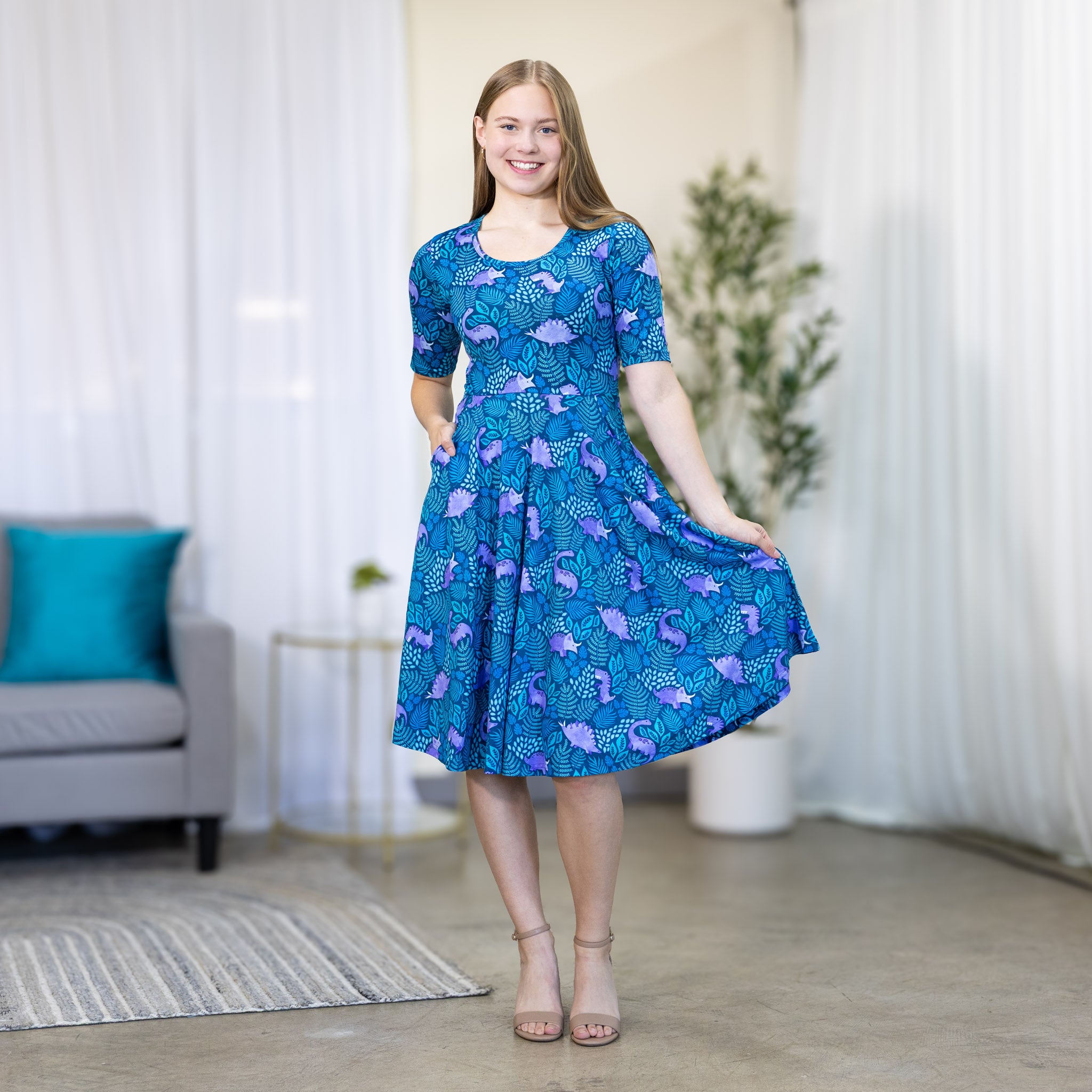 Tropical Dinosaur Twirl Dress