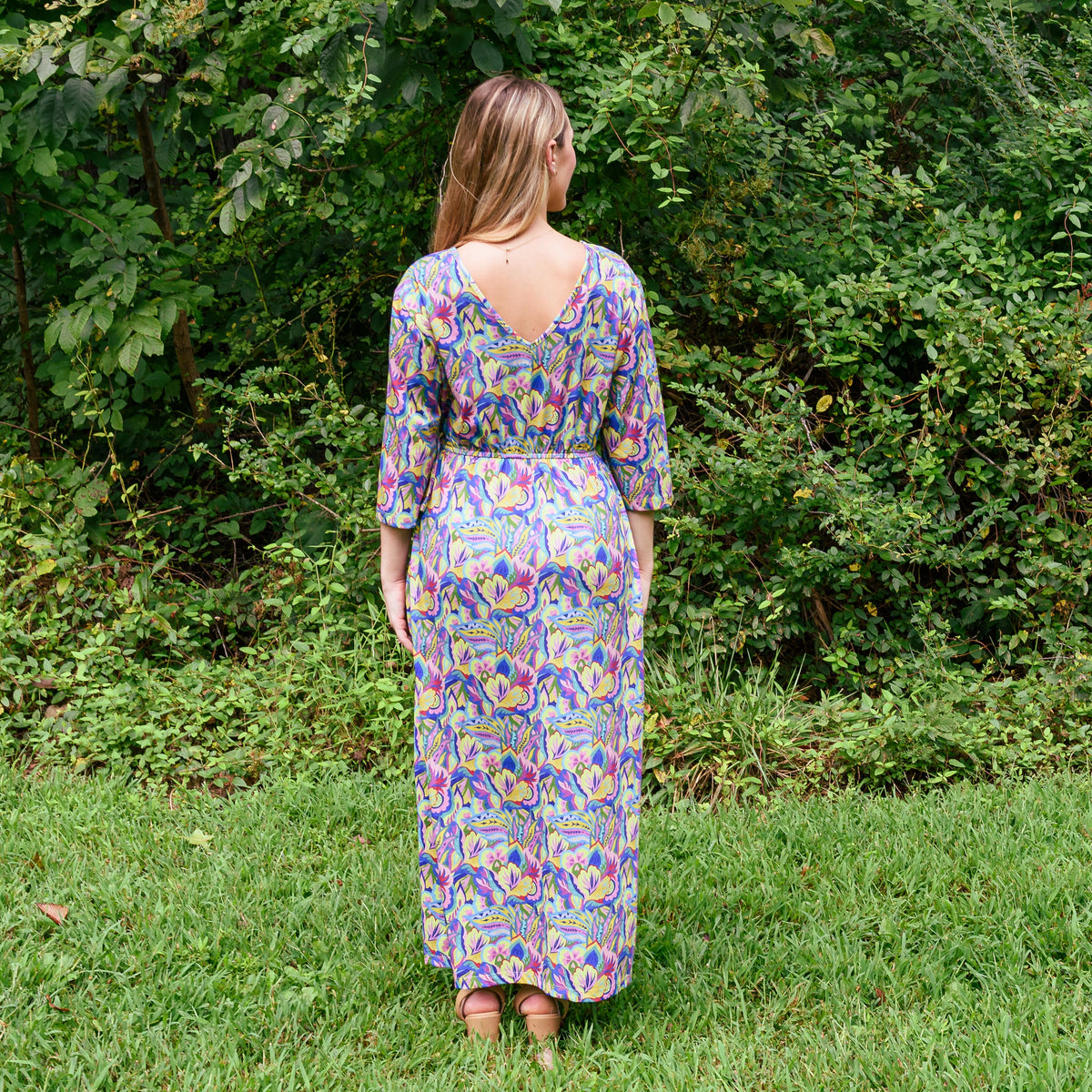 Tropical Festive Garden Dress with Pockets