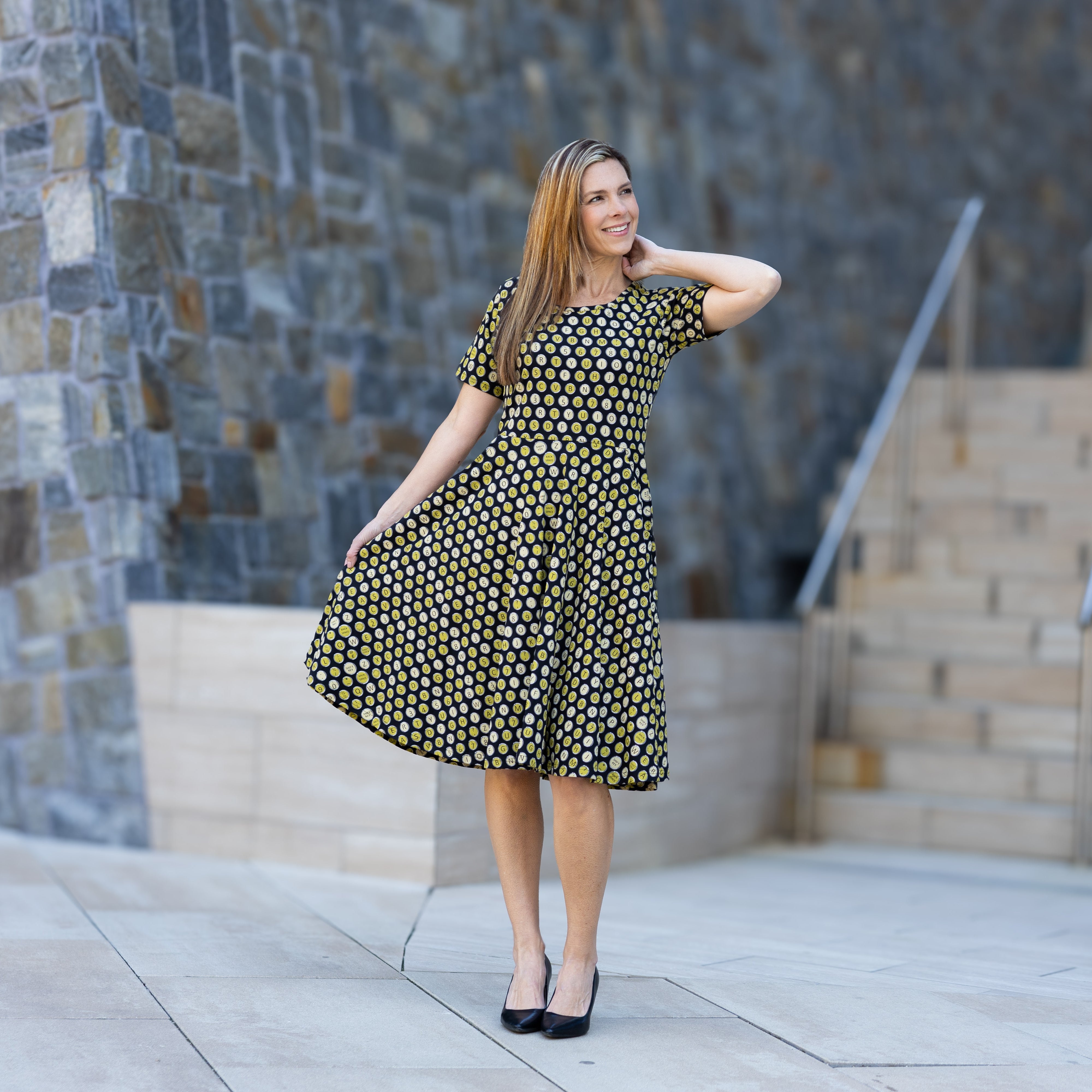 Typewriter Keys Twirl Dress