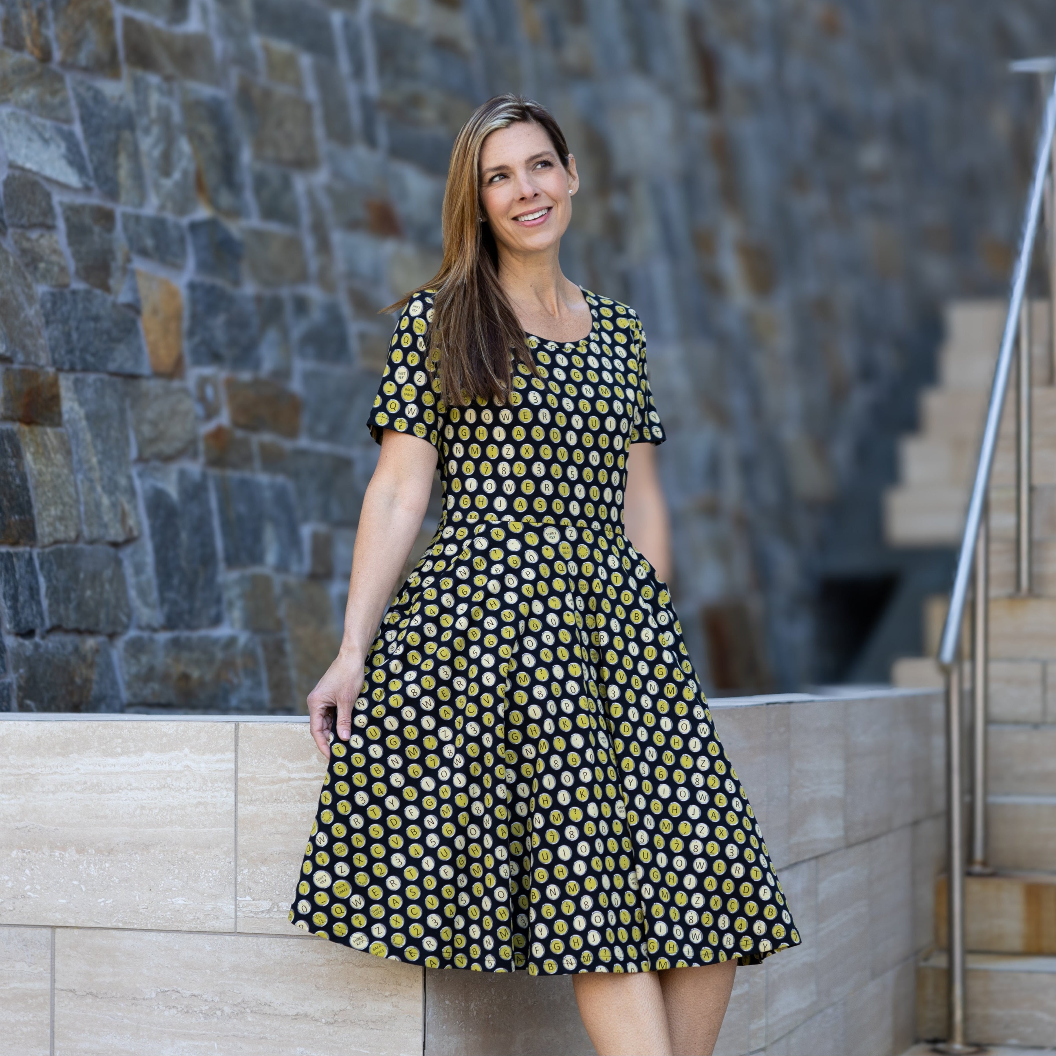 Typewriter Keys Twirl Dress