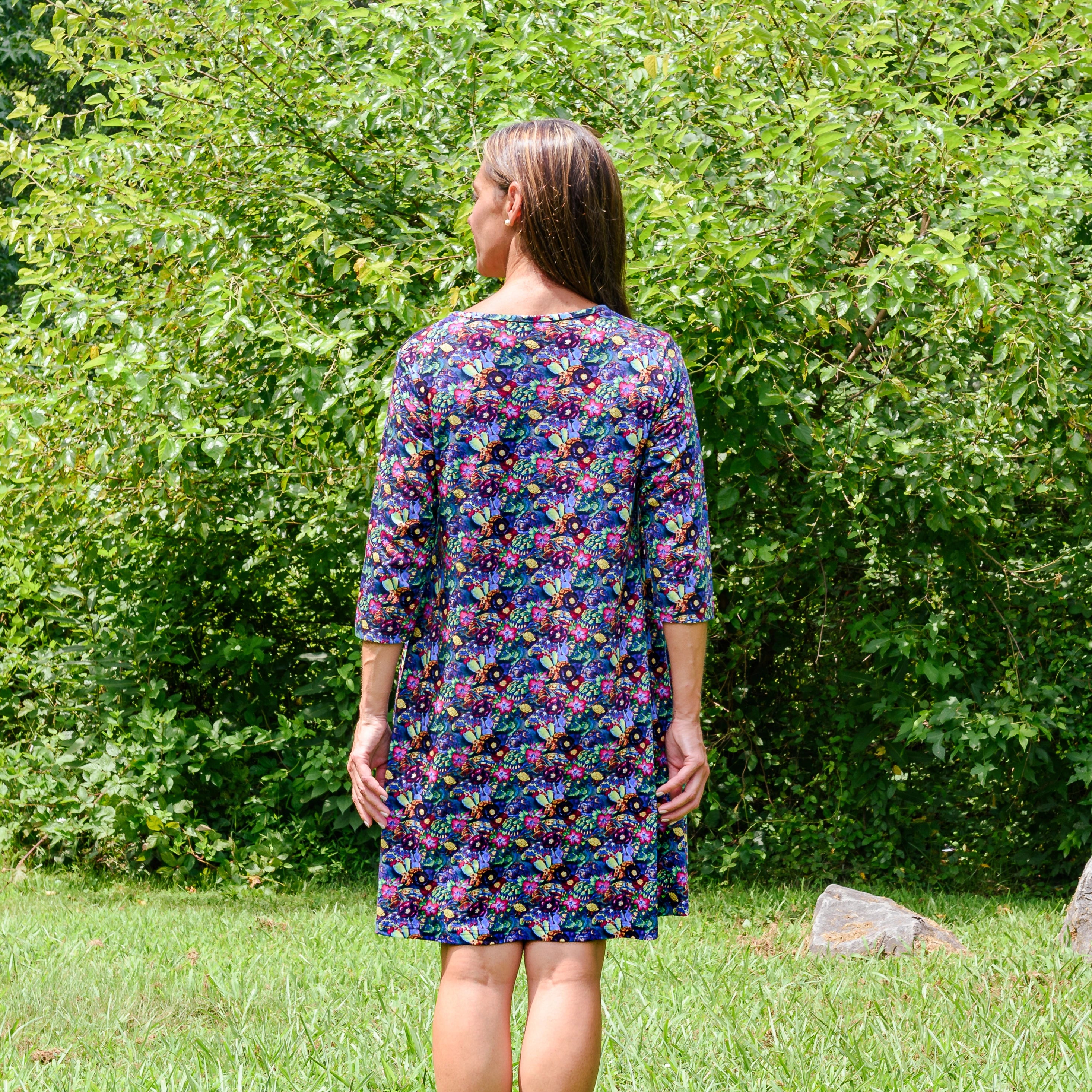 Watercolor Tortoise Long Tunic with Pockets