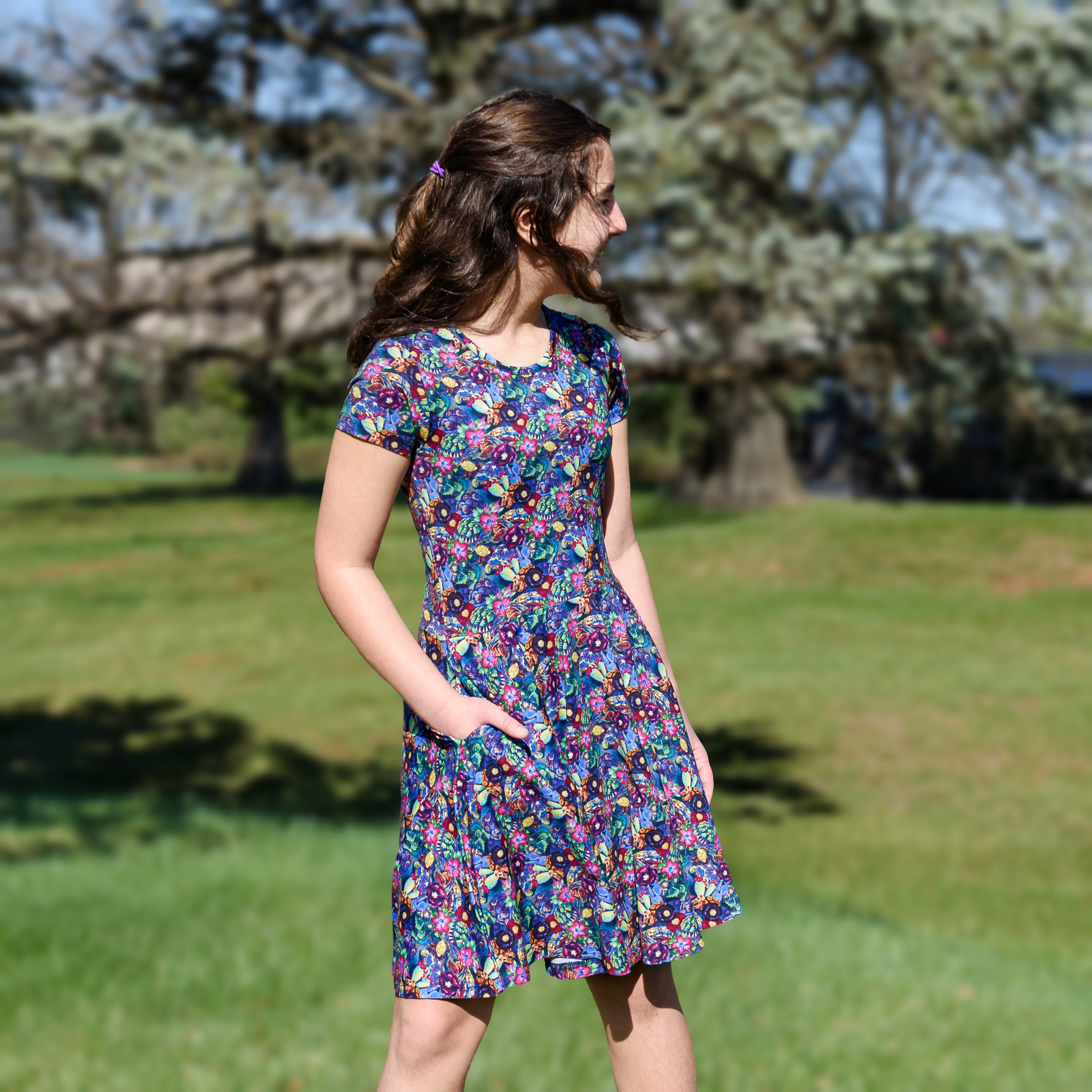 Watercolor Tortoise Kids Twirl Dress