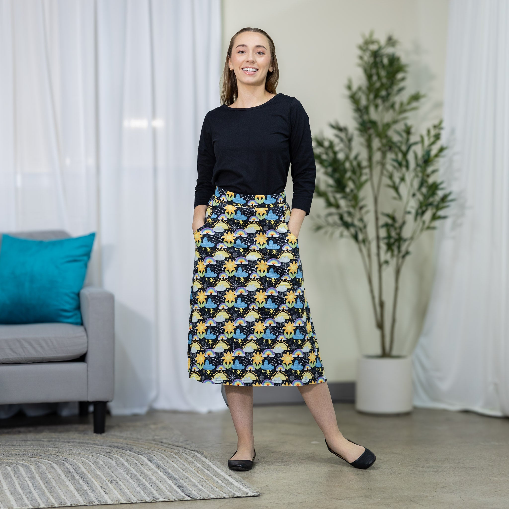 Weather A-Line Midi Skirt