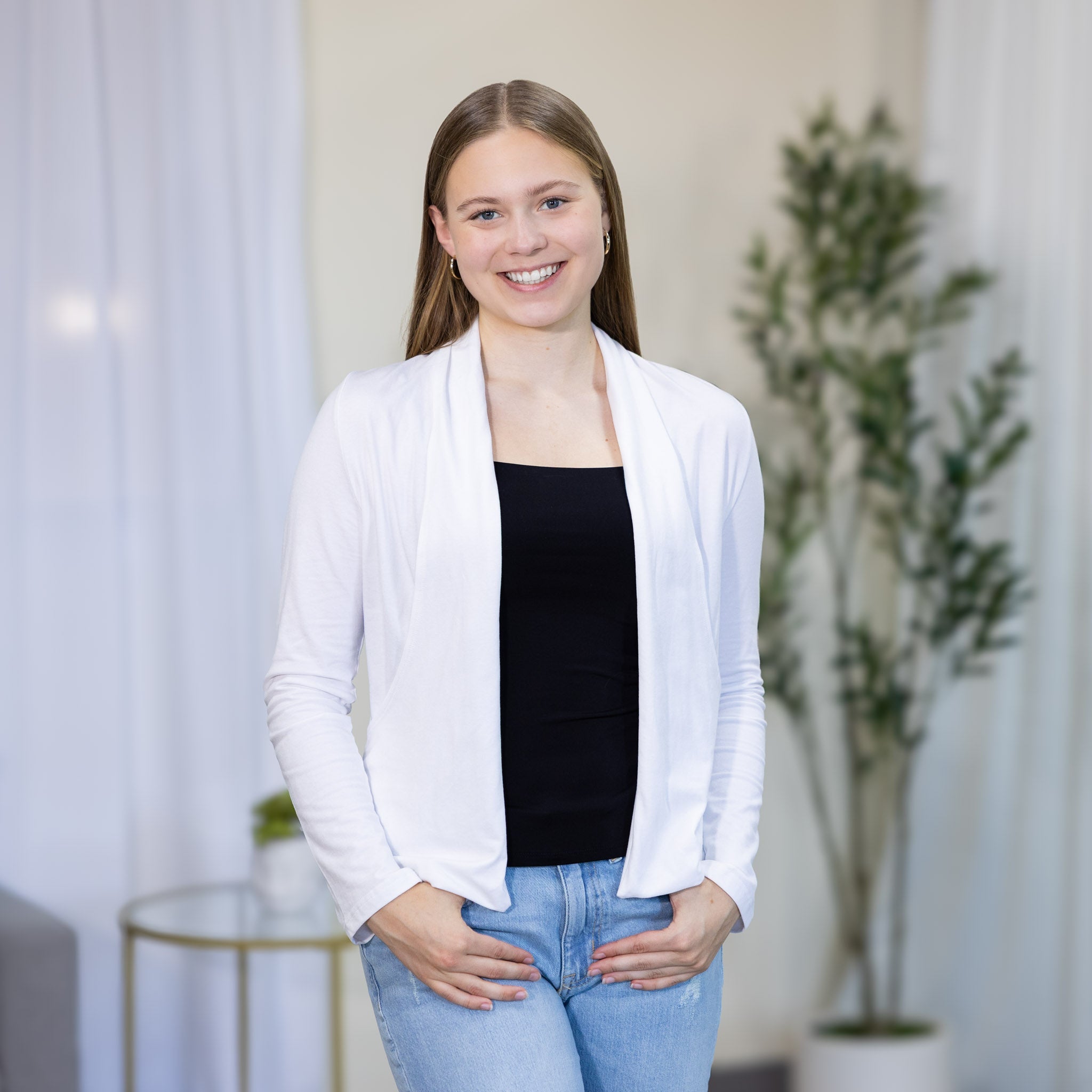 White Shorter-Length Cardigan