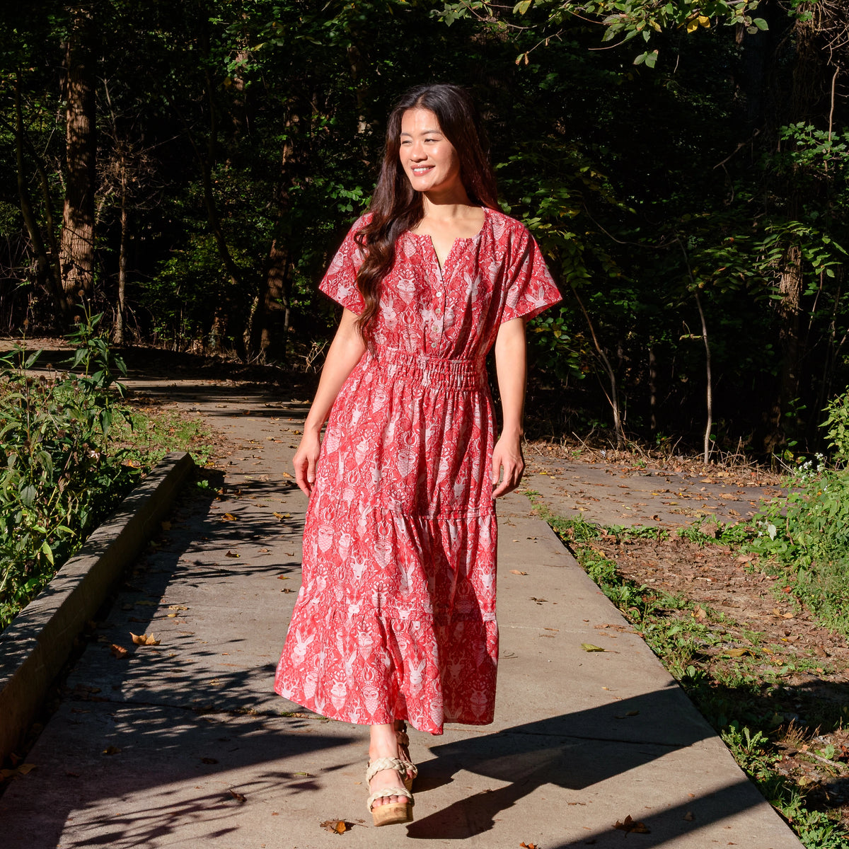 Wildwood Whimsy Woven Linen Dress with Pockets