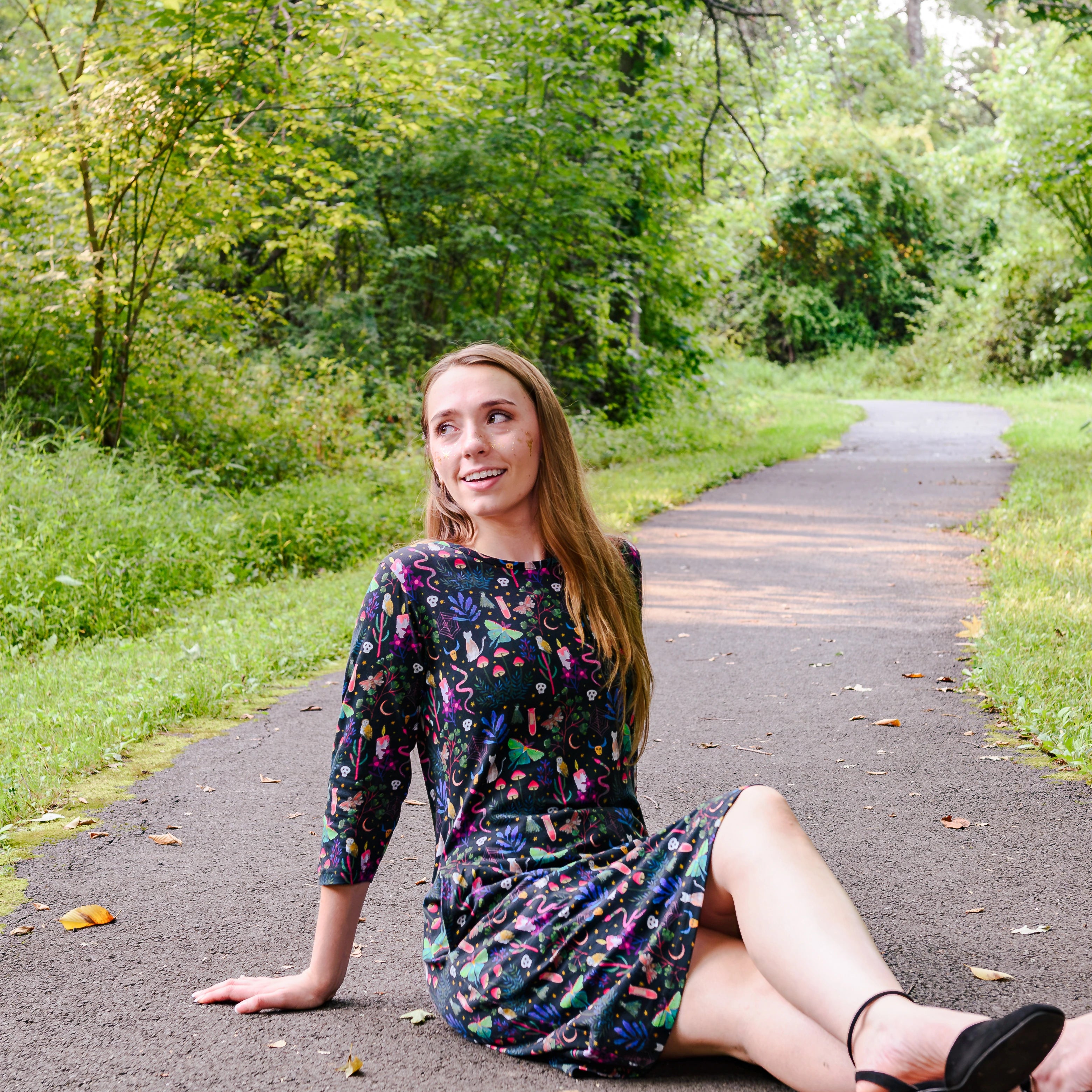 Witchy Forest Sheath Dress with Pockets