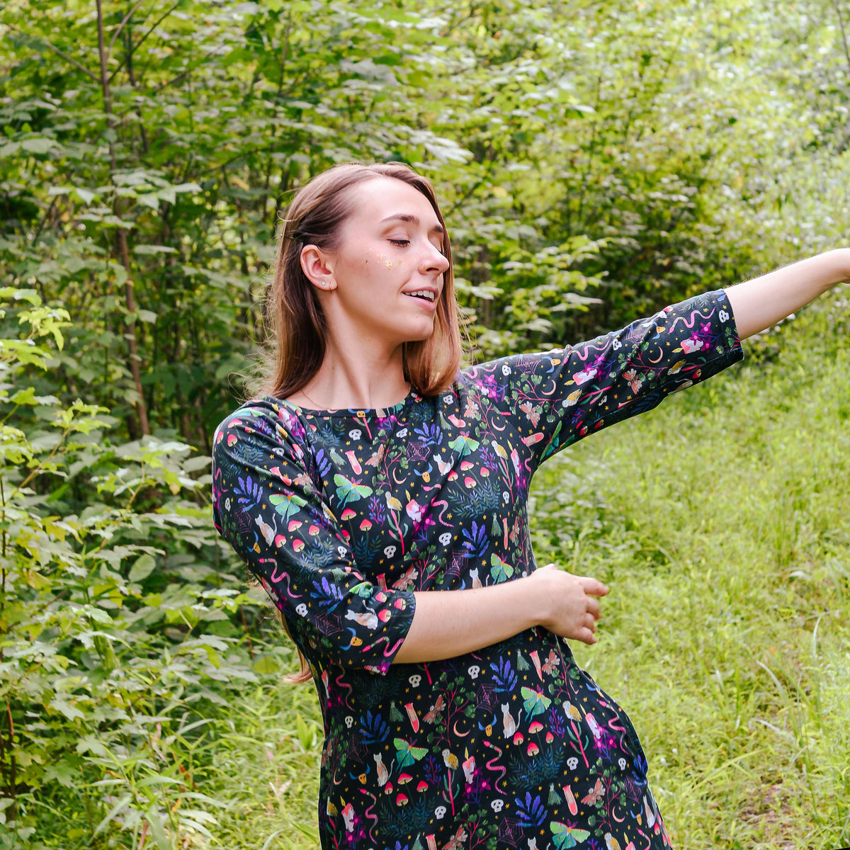 Witchy Forest Sheath Dress with Pockets