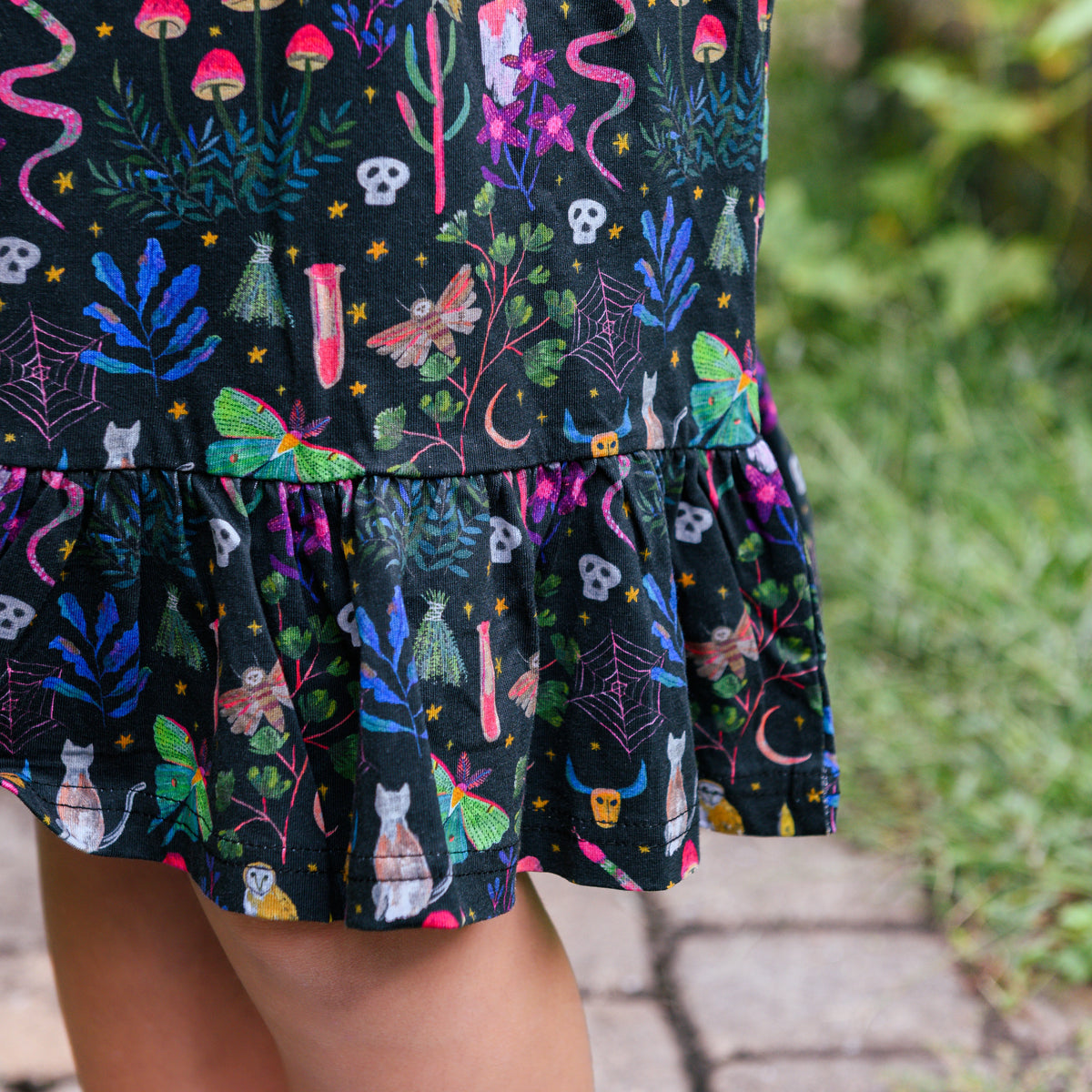 Witchy Forest Kids Dress with Pockets