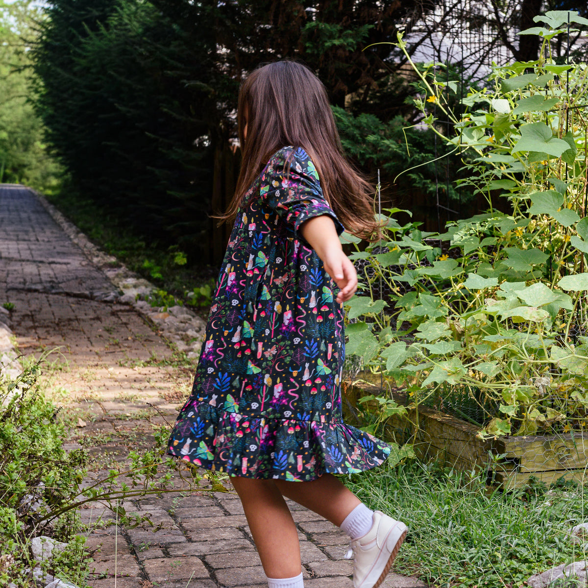 Witchy Forest Kids Dress with Pockets