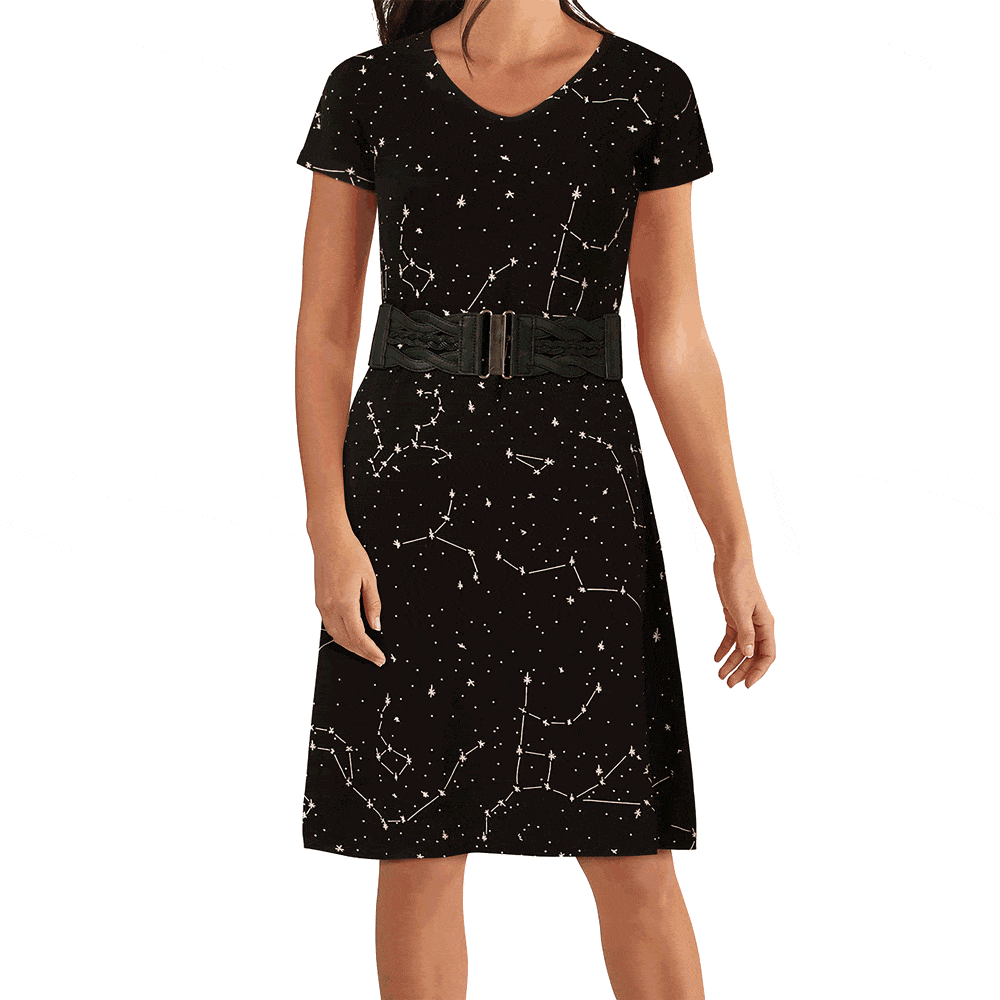 Constellations Glow-in-the-Dark A-Line Dress (No Waist Seam)