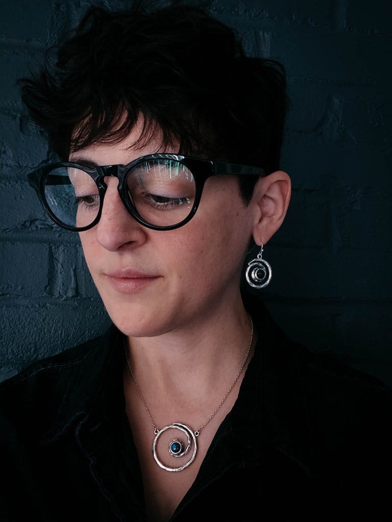 Milky Way Spiral Silver Labradorite Dangle Earrings