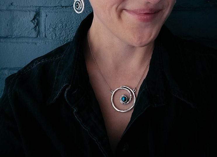 Milky Way Spiral Silver Labradorite Necklace