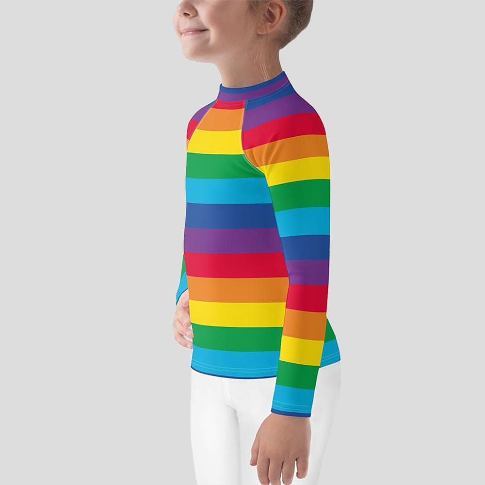 Rainbow Stripes Kids Rash Guard (POD)