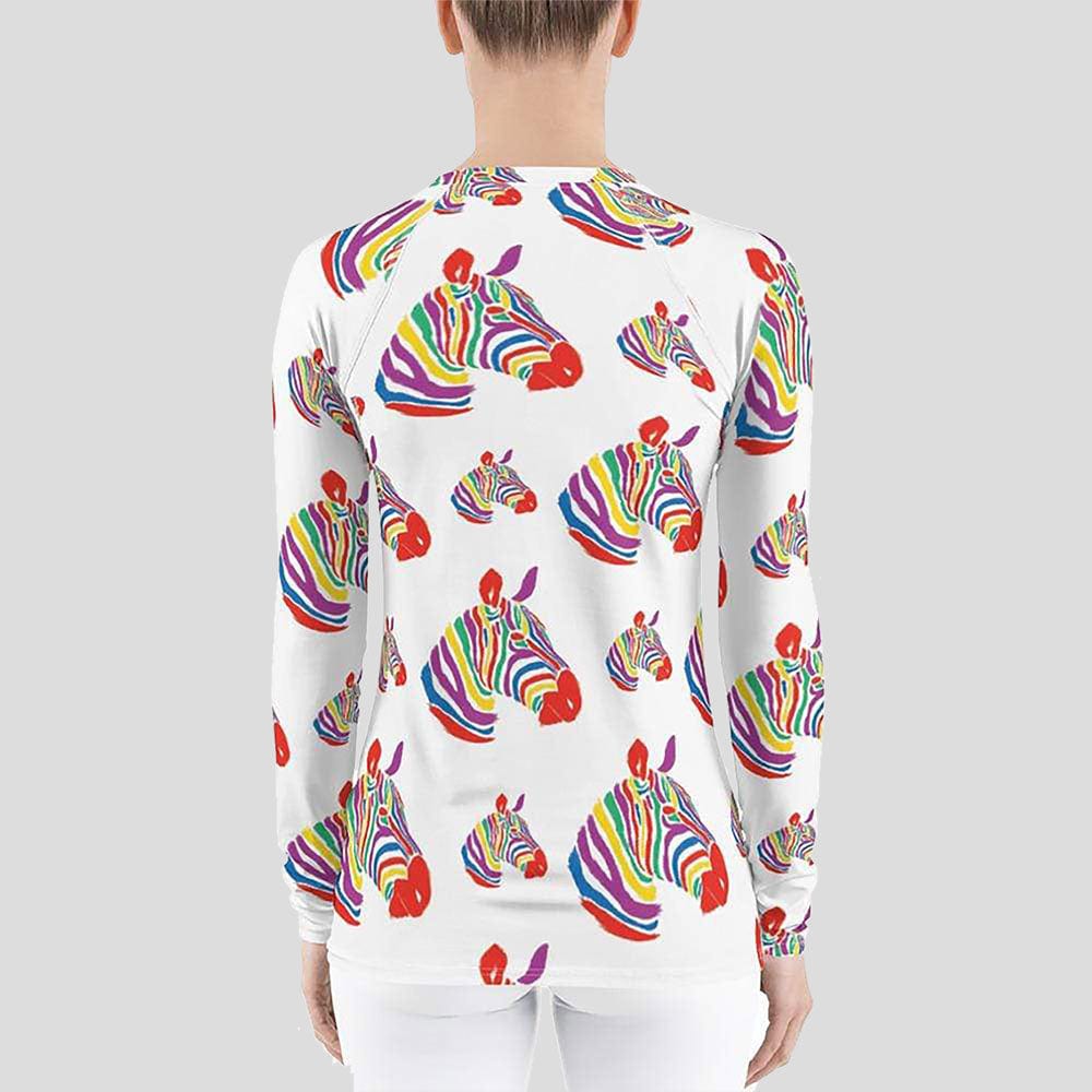 Zebra Rainbow Rash Guard Top (POD)