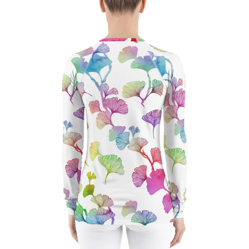 Rainbow Ginkgo Leaves Rash Guard Top (POD)
