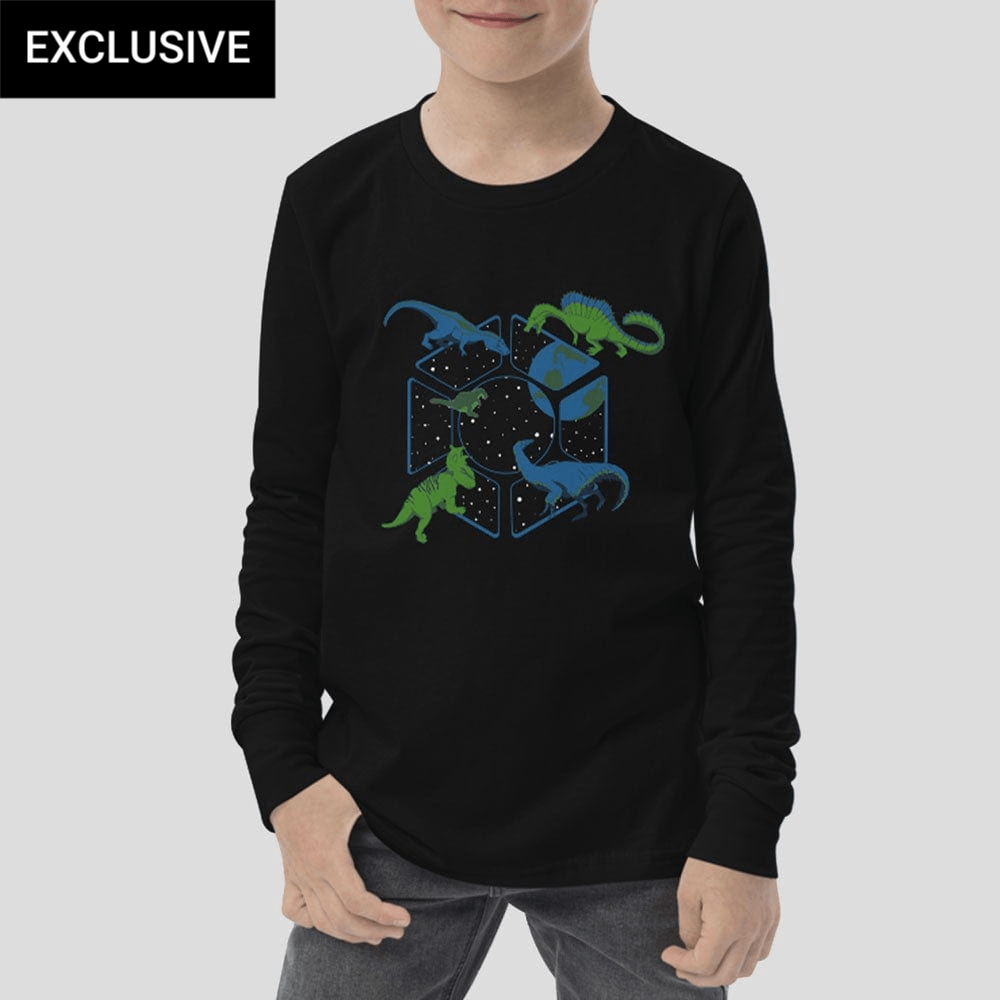 Dinos in Space Long Sleeve Kids T-Shirt (POD)