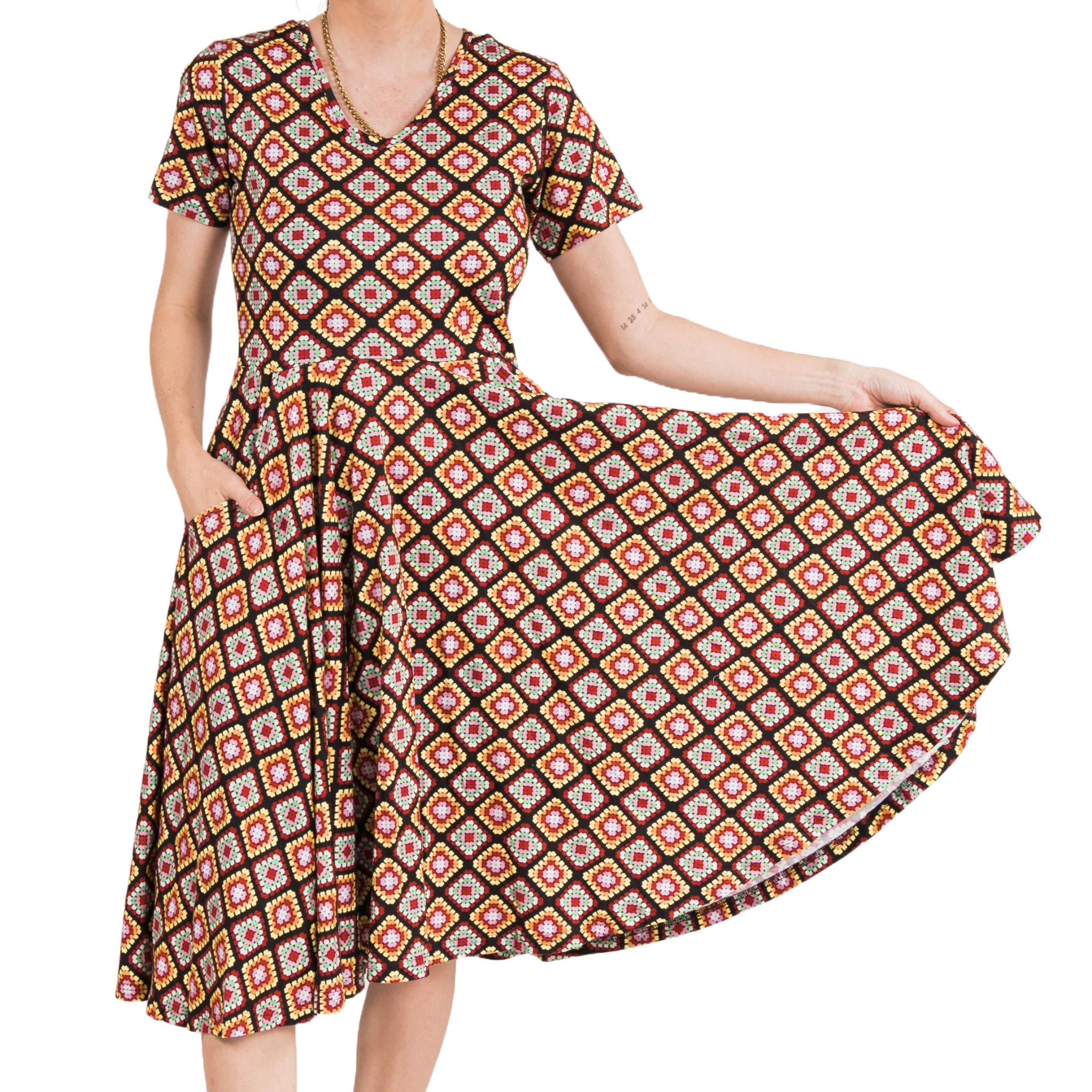 Granny Squares Full Twirl Dress [FINAL SALE]