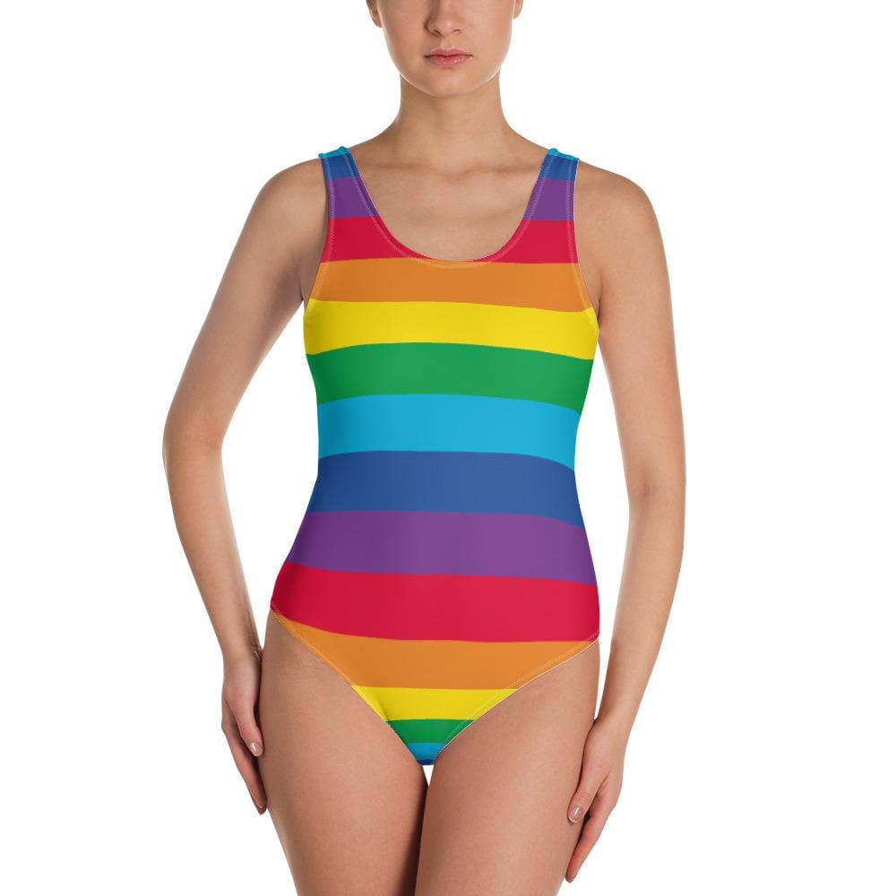 Rainbow Stripes One-Piece Swimsuit (POD)