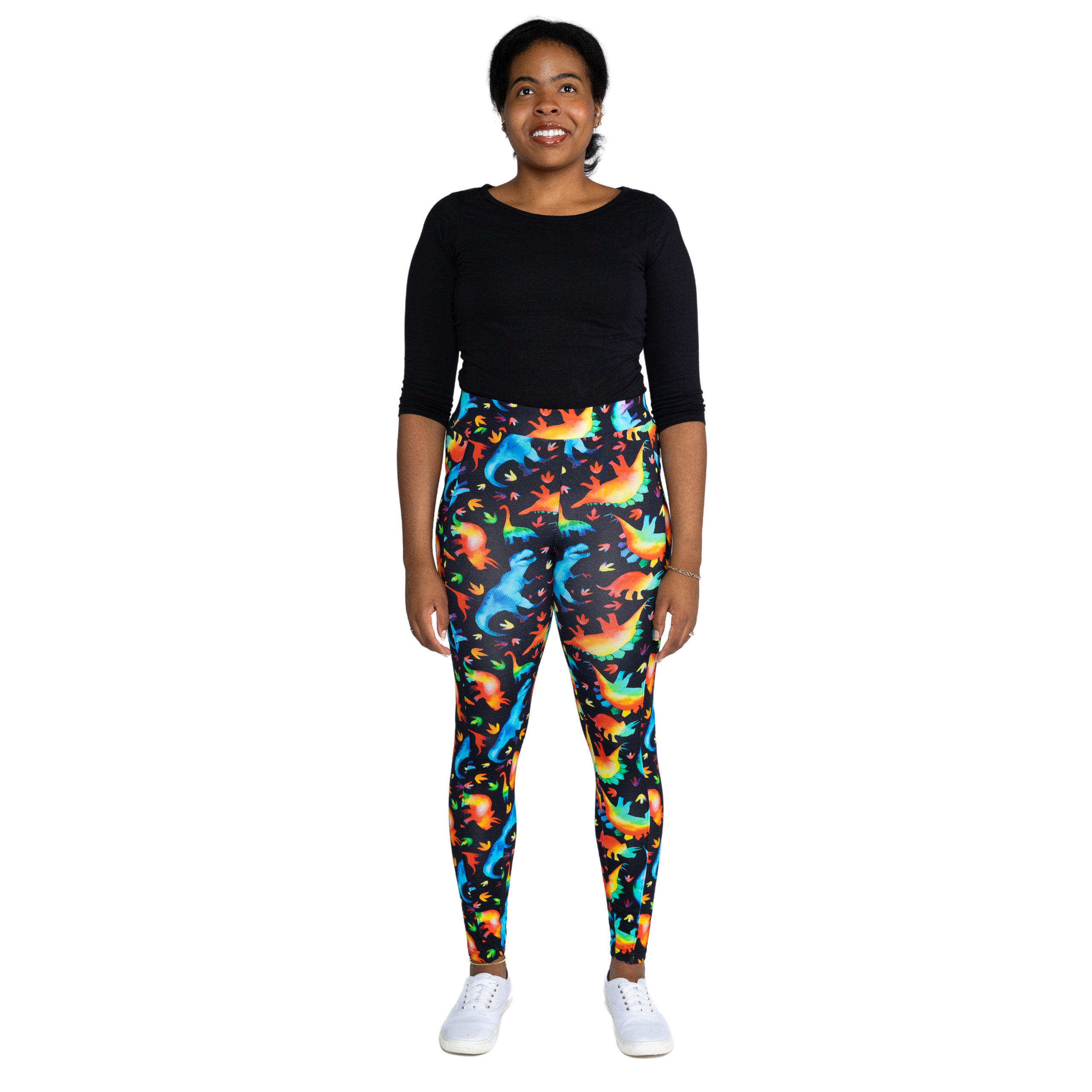 Rainbowsaurus Cotton Adults Leggings with Pockets