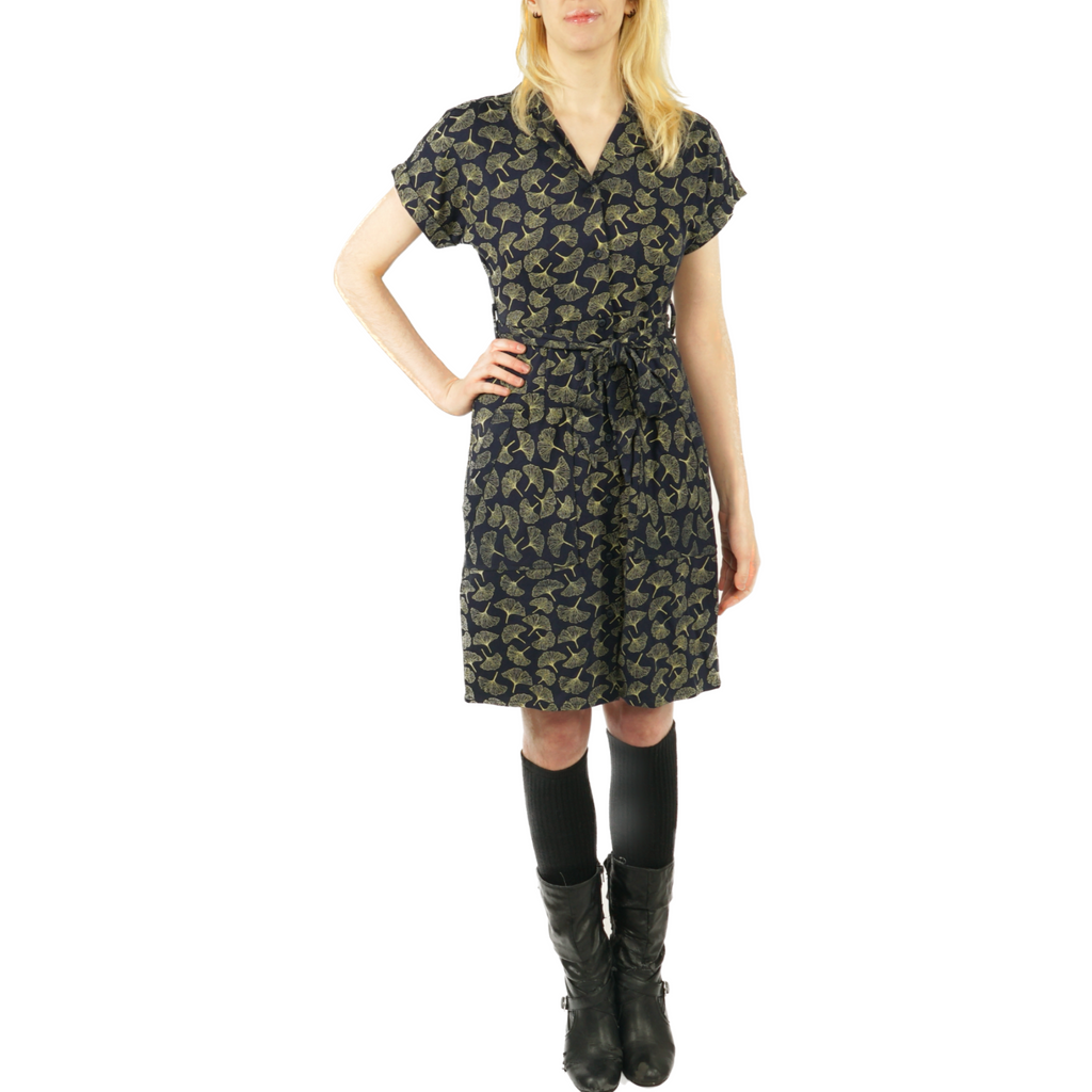 Ginkgo Leaves Shirt Dress Svaha USA