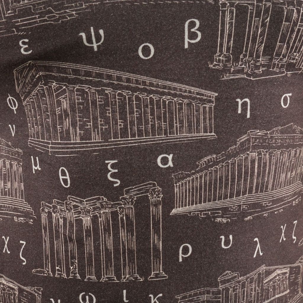 Greek Letters and Monuments Long Sleeve A-Line Dress