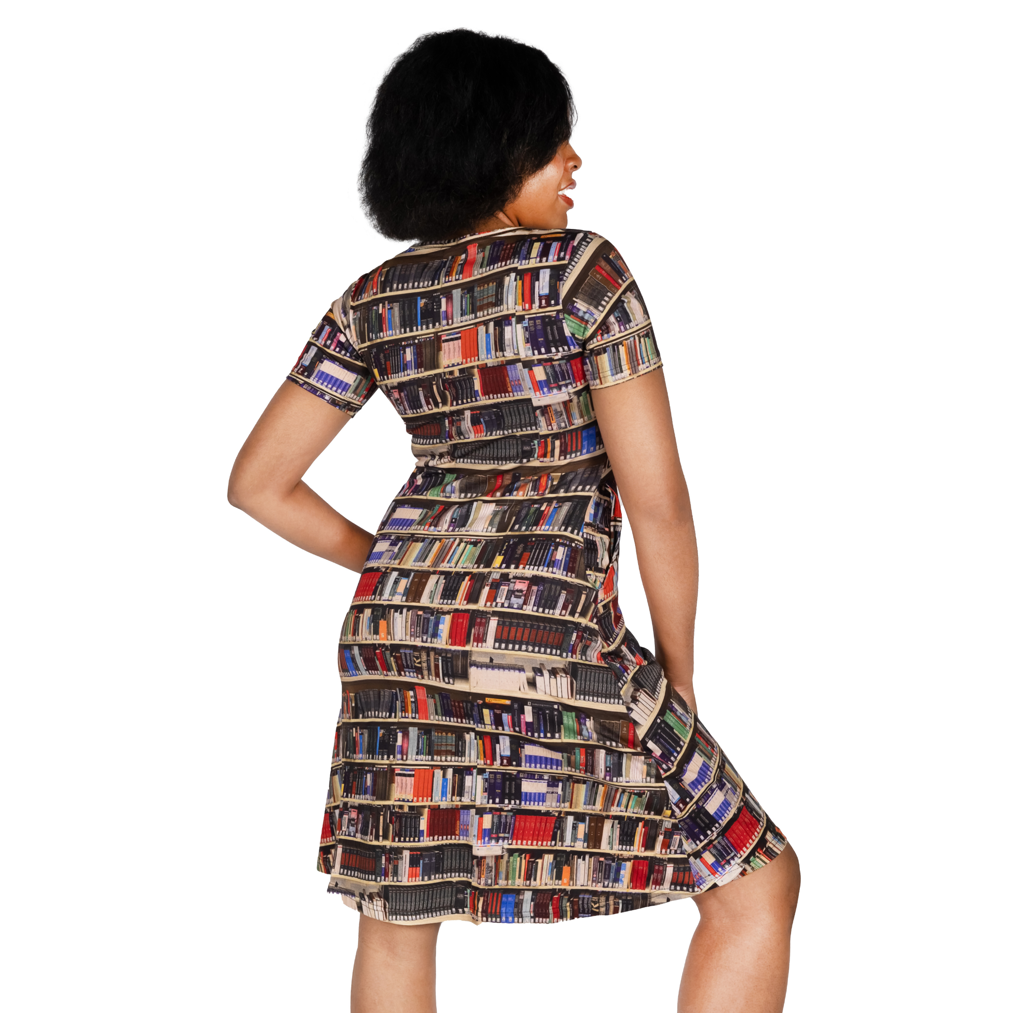 Library Shelves A-Line Dress (No Waist Seam)
