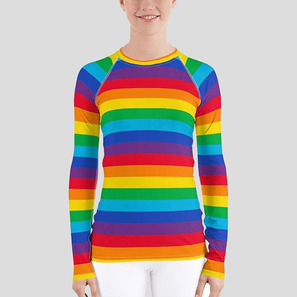 Rainbow Stripes Rash Guard Top (POD)