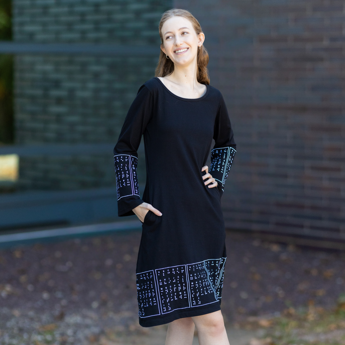 ワンピース HYKE CONTOUR LINE BELL-SLEEVE DRESS HYKE CONTOUR LINE BELL-SLEEVE DRESS