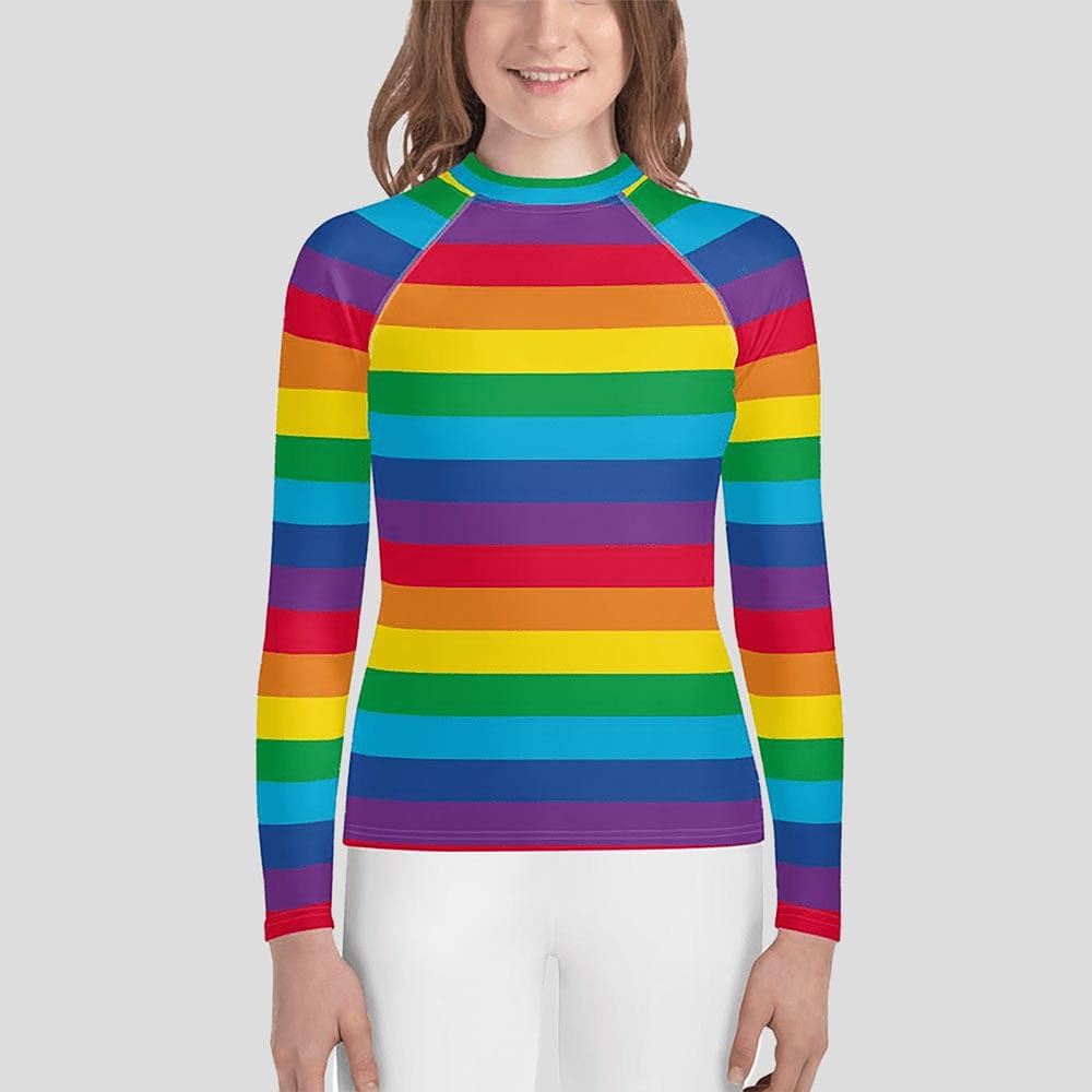 Rainbow Stripes Youth Rash Guard (POD)