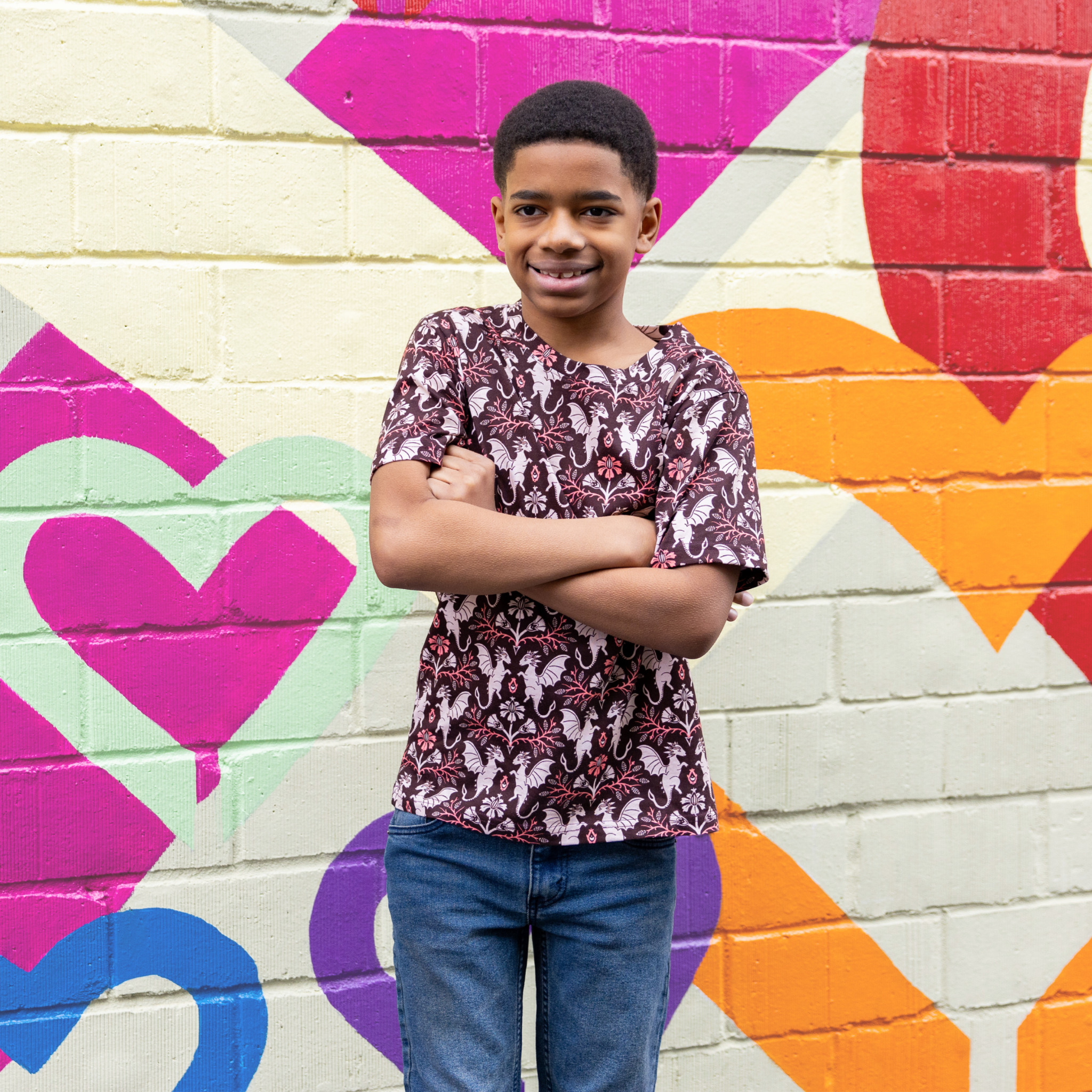 Dragons Damask Ruby Kids T-Shirt