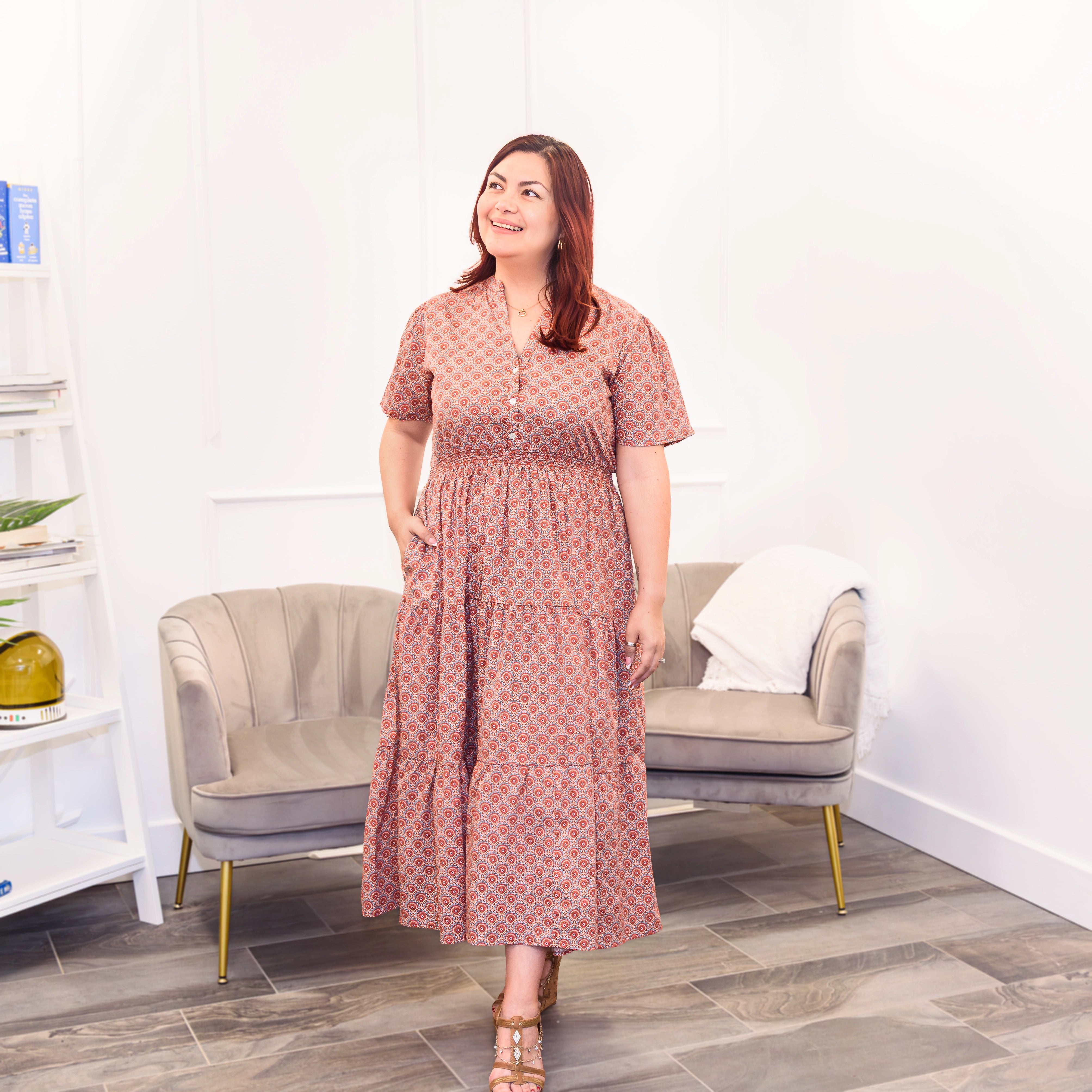Ancient Gears Long Midi Woven Dress with Pockets