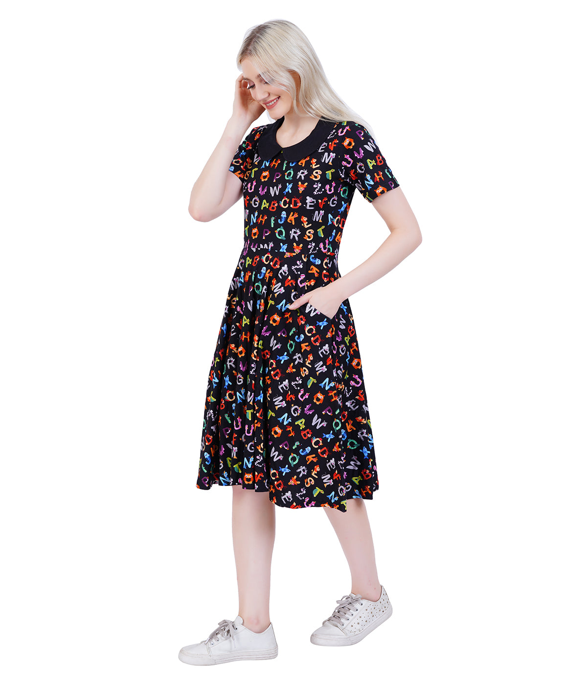 Animal Alphabet Collared Twirl Dress