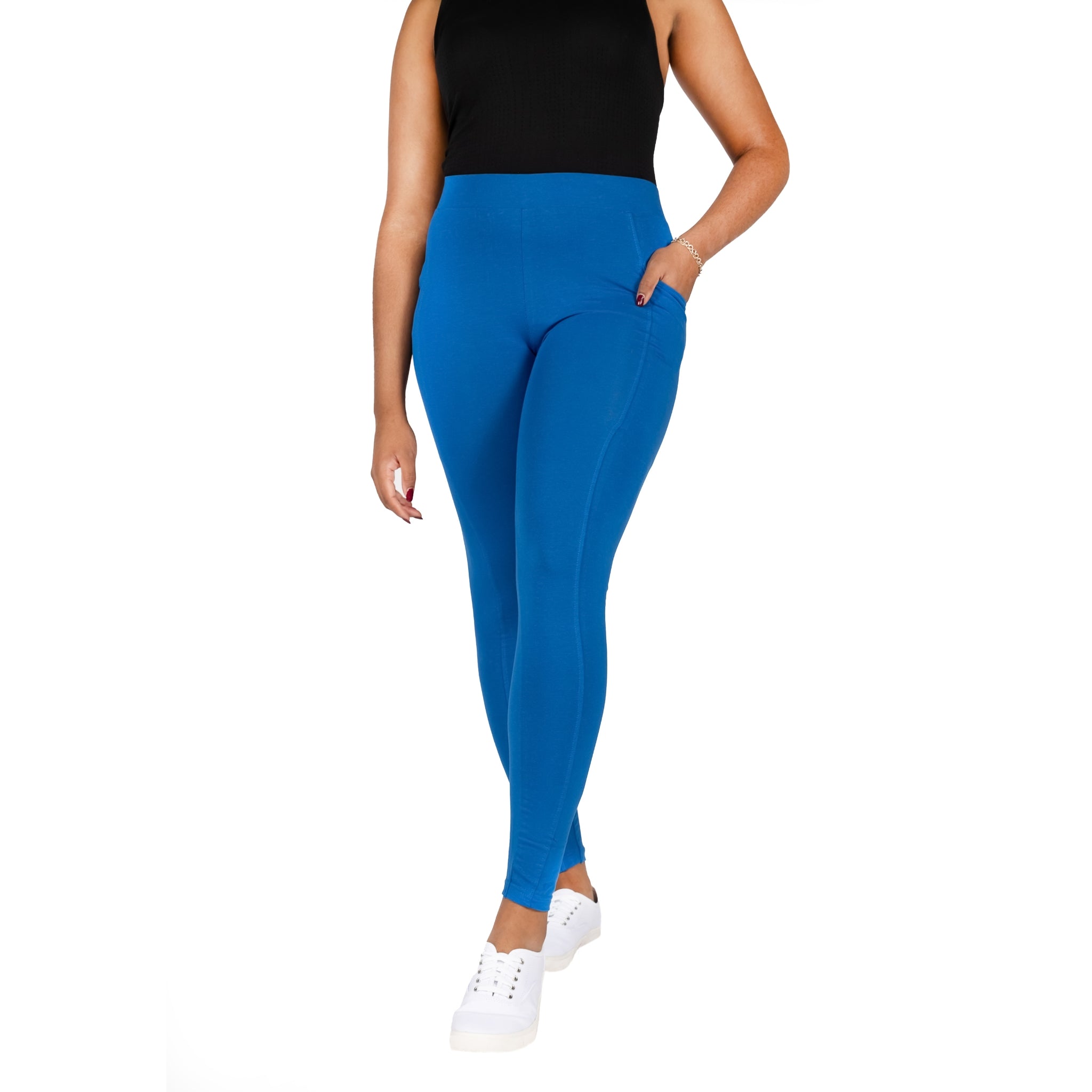 Azurite Blue Adults Leggings with Pockets