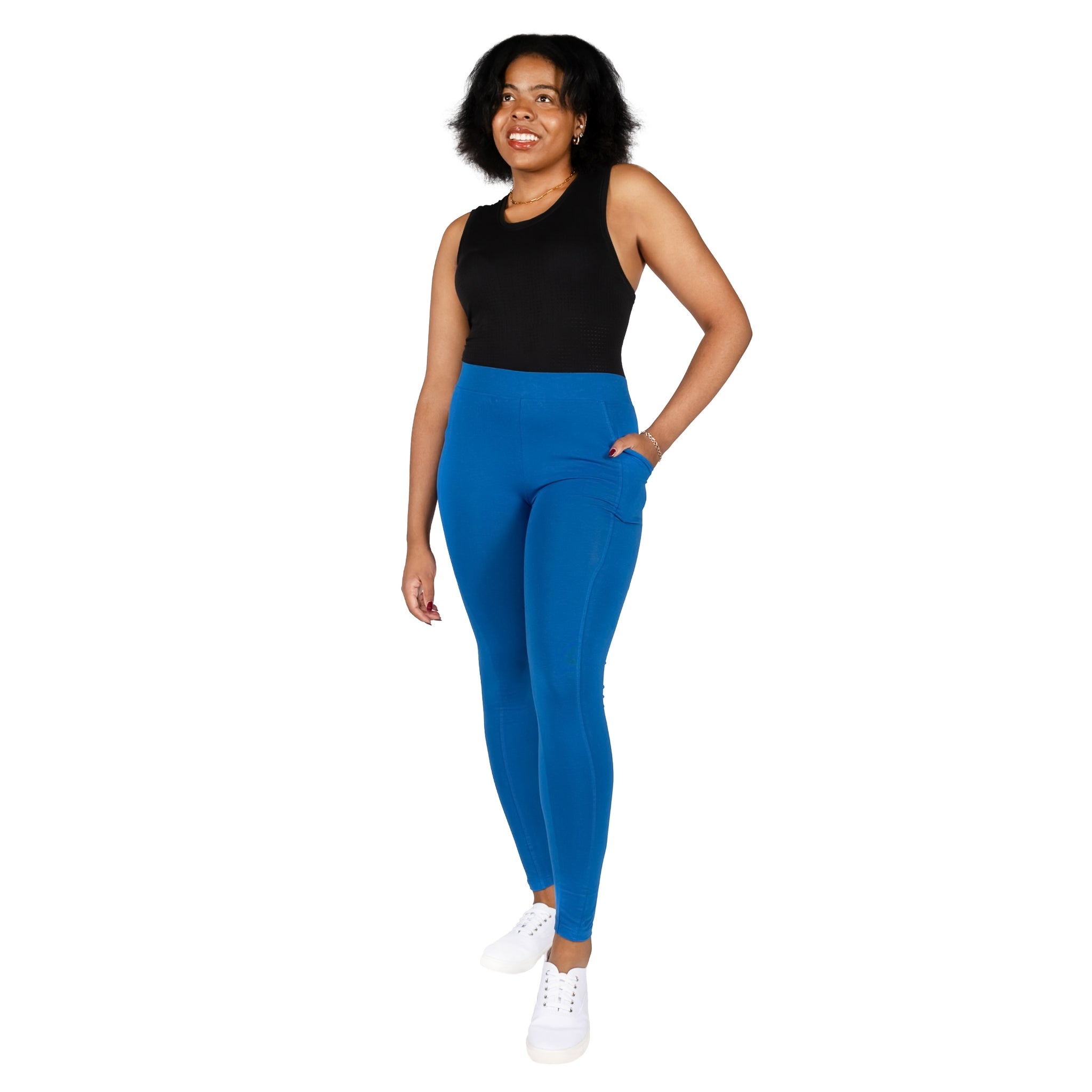 Azurite Blue Adults Leggings with Pockets