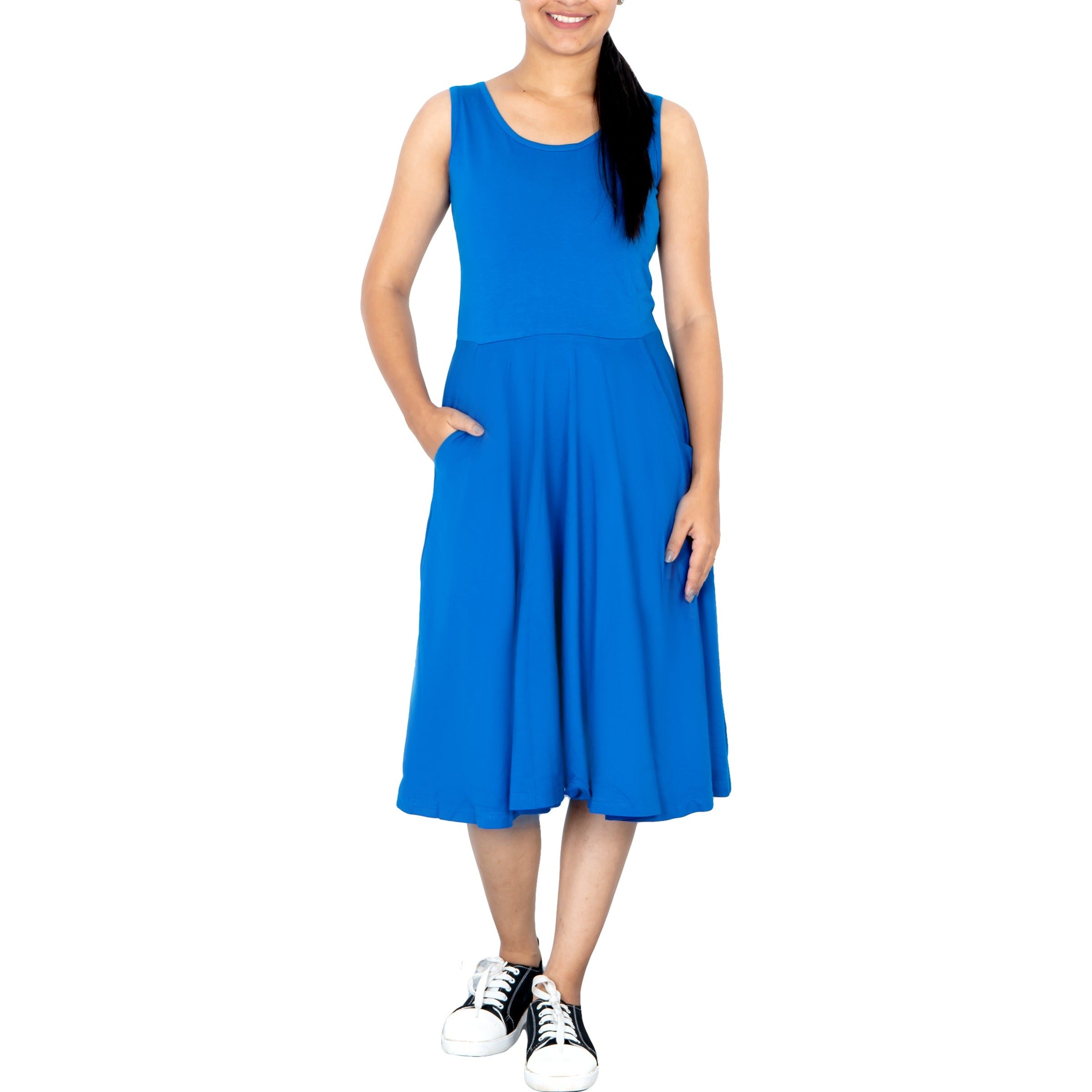 Azurite Sleeveless Fit & Flare Dress