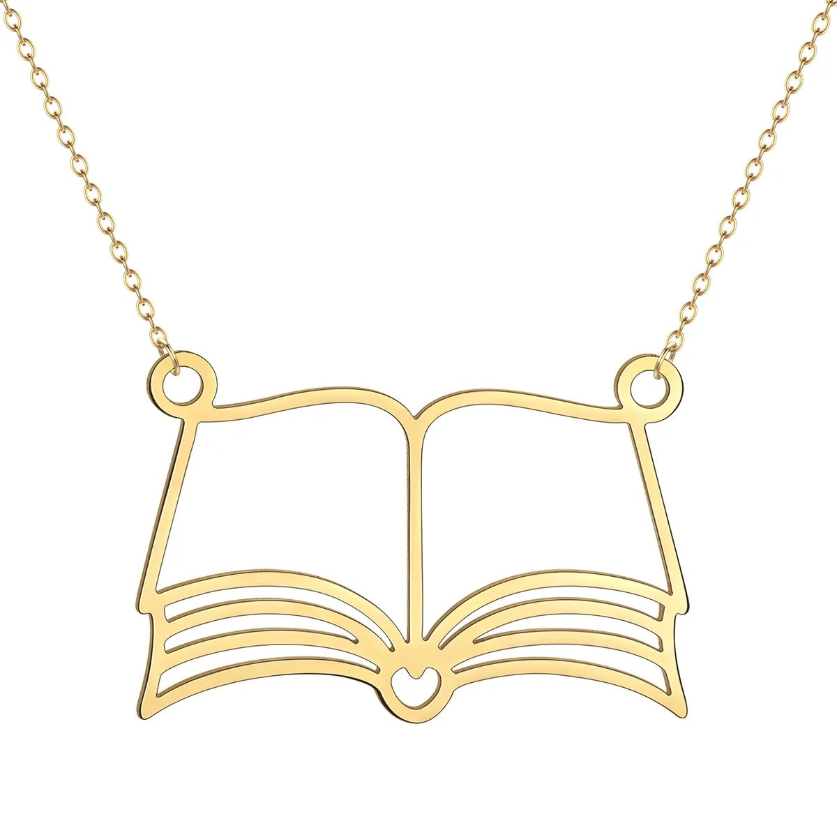 Open Book Stainless Steel Necklace