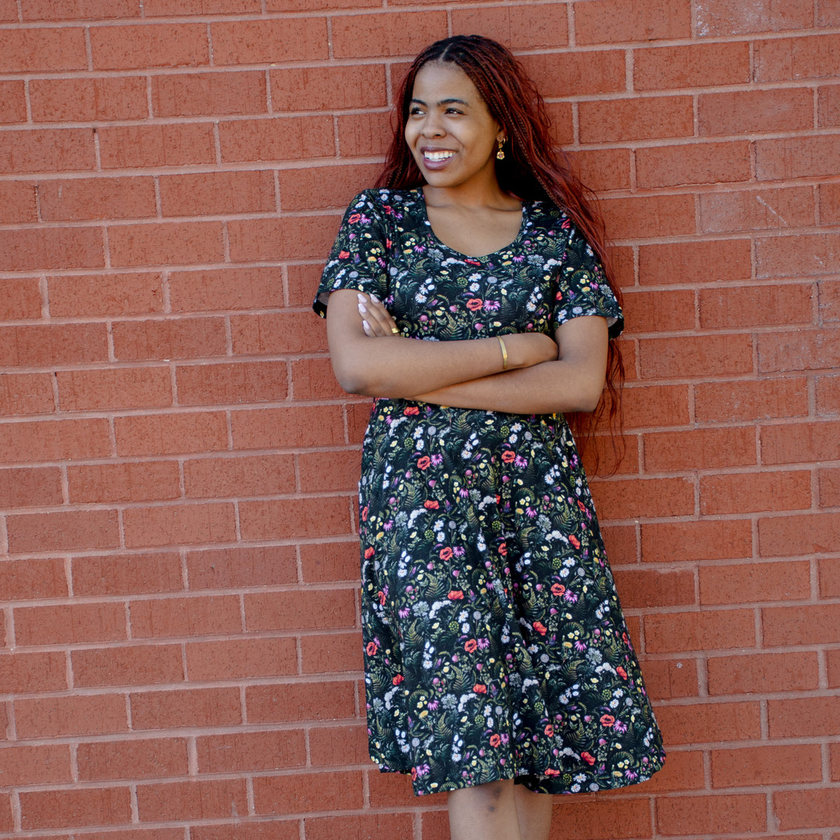 Botanical Night Twirl Dress with Pockets