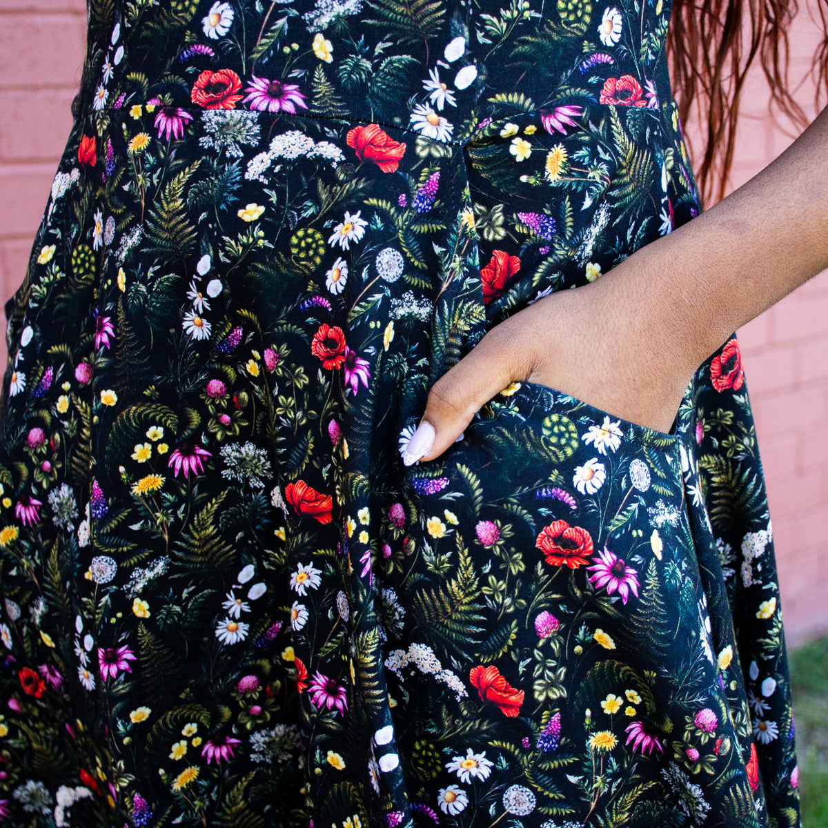 Botanical Night Twirl Dress with Pockets