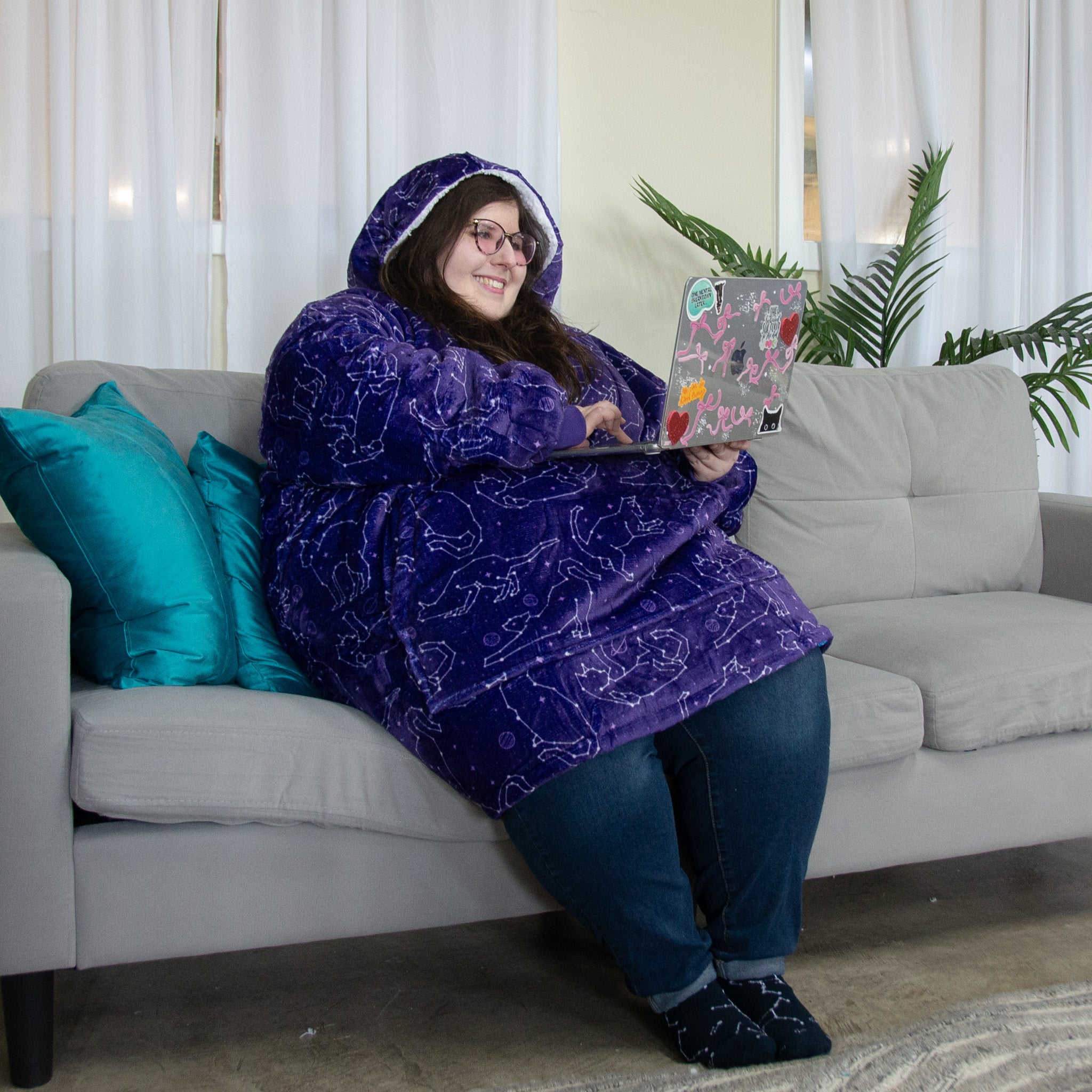 Cats Constellations Adults Blanket Hoodie