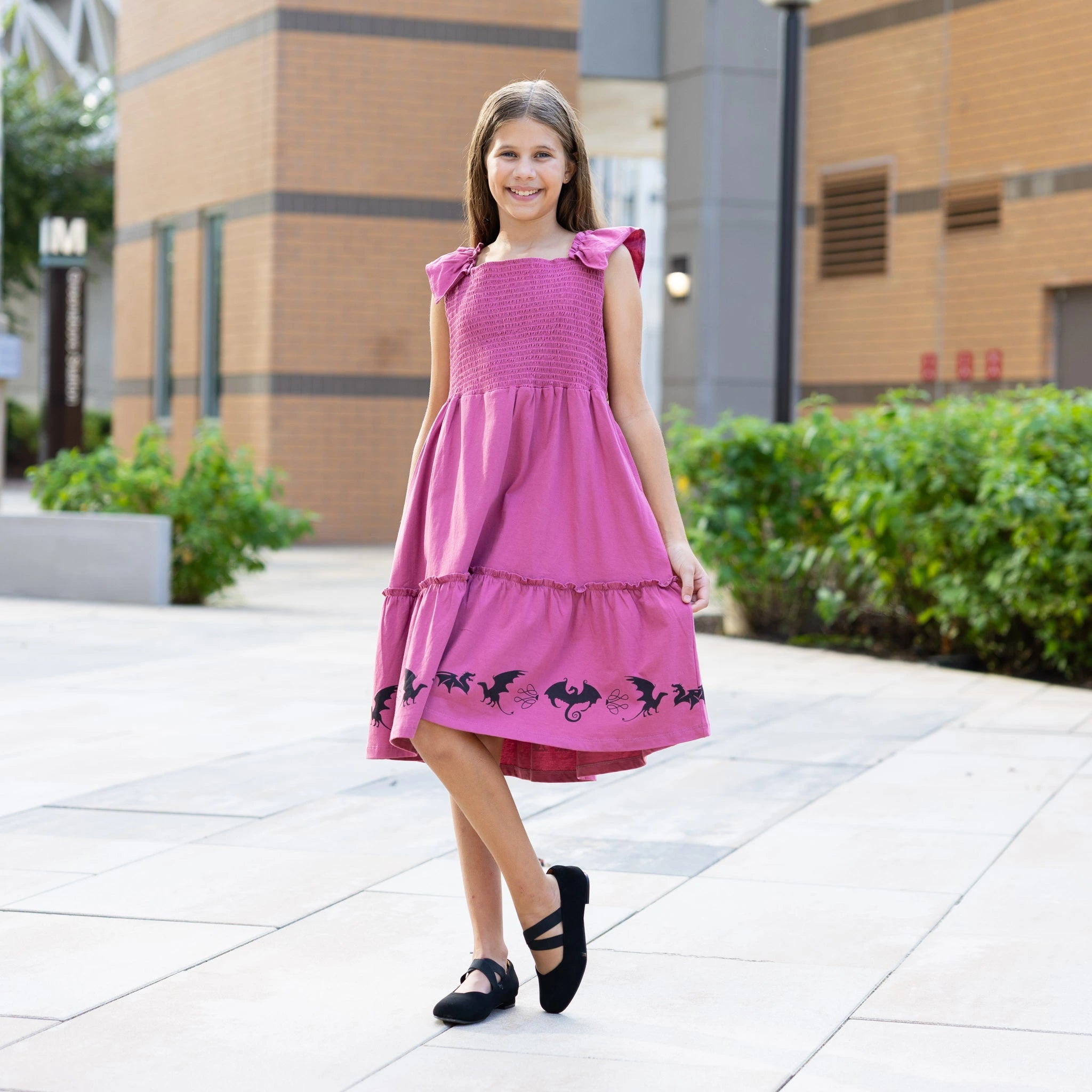 Dragons Kids Dress with Frill